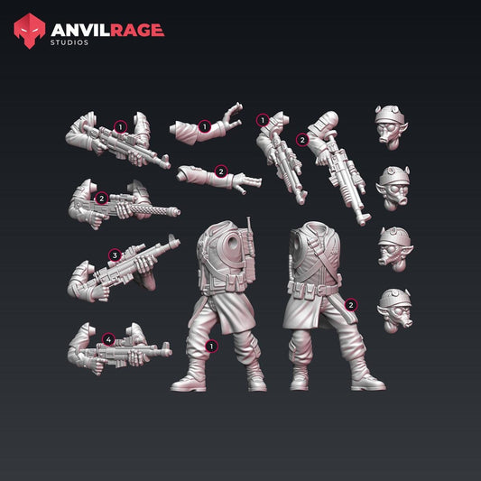 Rebellion Soldiers Rodian Kit Add-On (builds 2) (Sculpted by Anvilrage Studios)