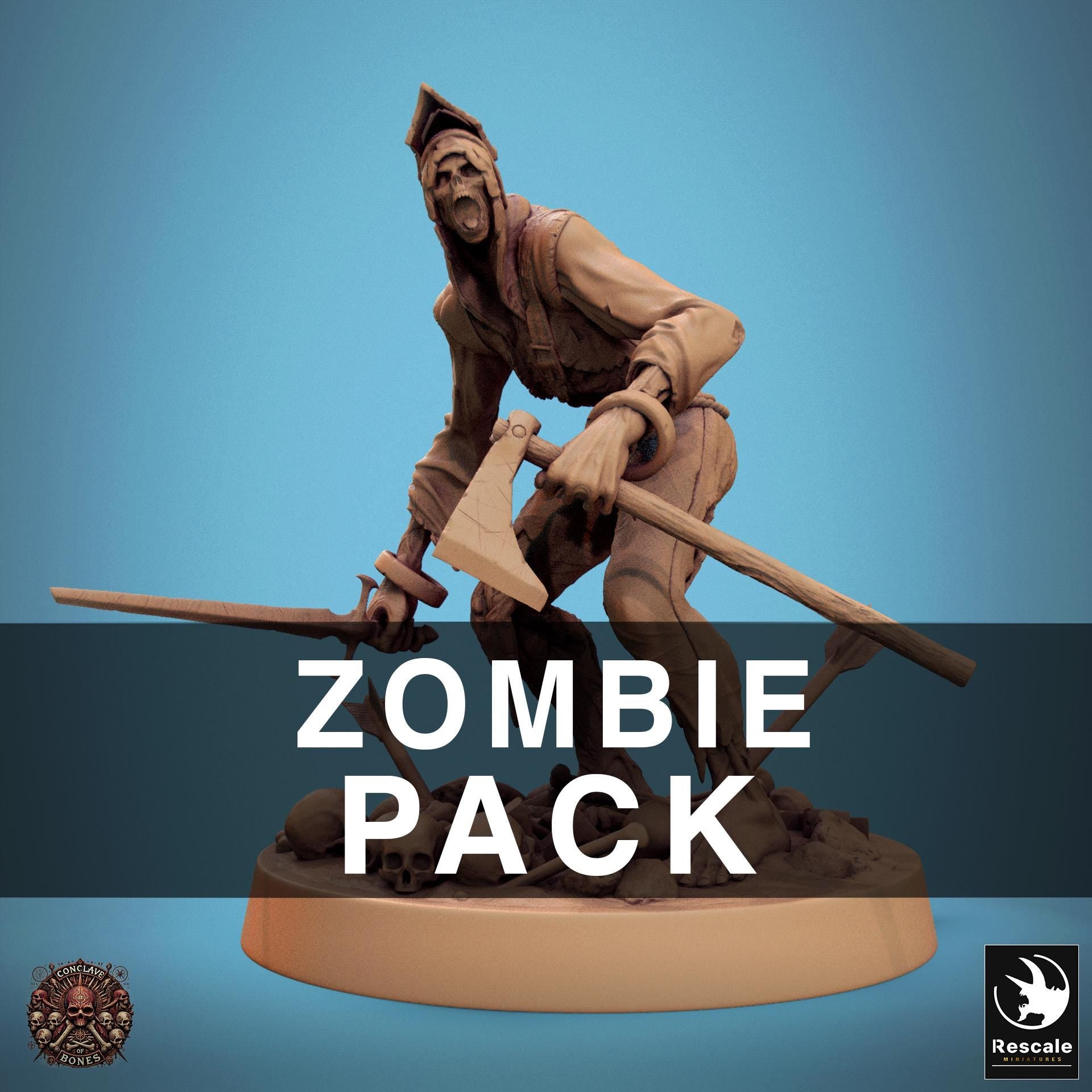 Zombie Pack - set of 25 - Conclave of Bones (Sculpted by Rescale Miniatures)