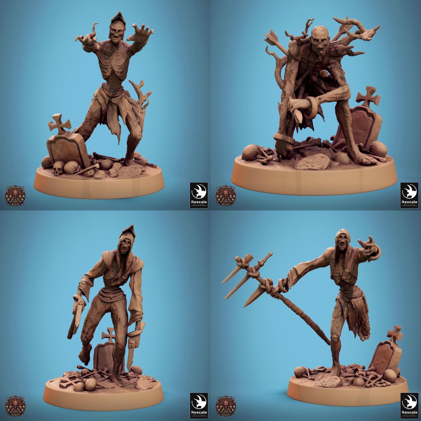 Zombie Pack - set of 25 - Conclave of Bones (Sculpted by Rescale Miniatures)