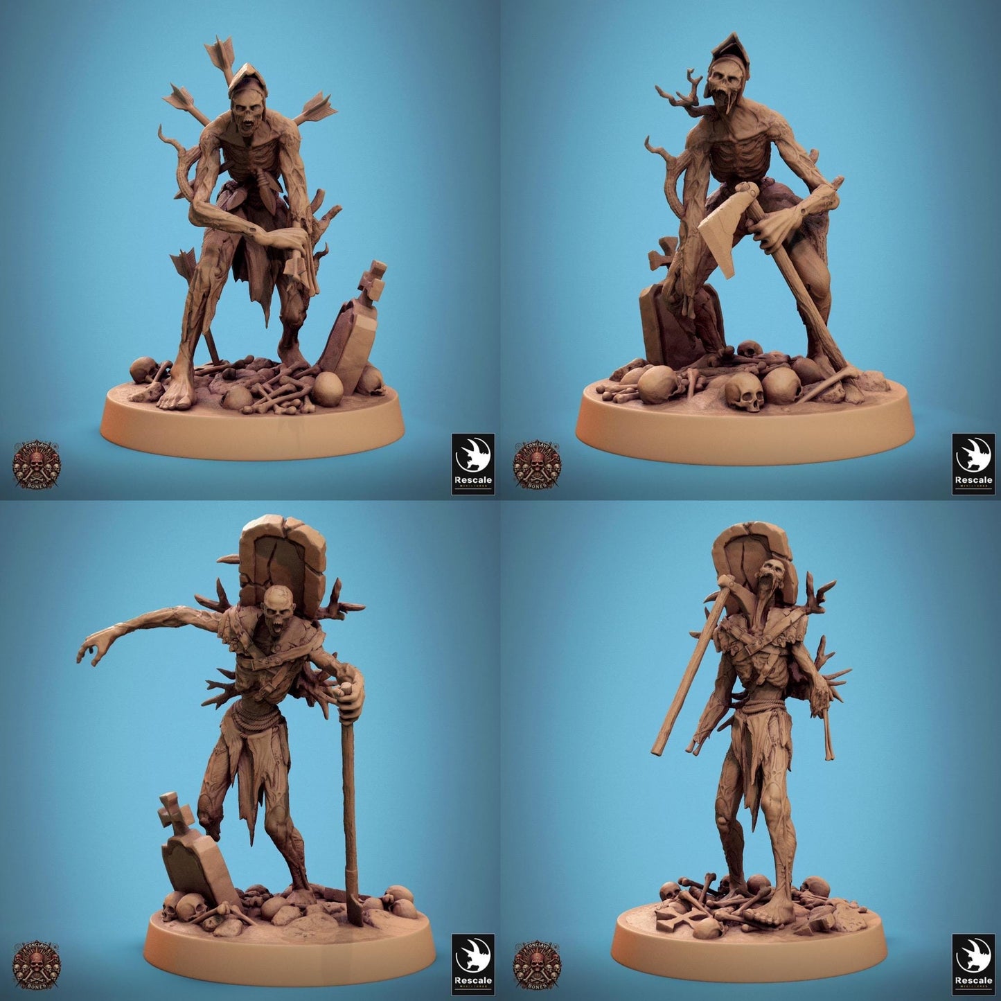 Zombie Pack - set of 25 - Conclave of Bones (Sculpted by Rescale Miniatures)