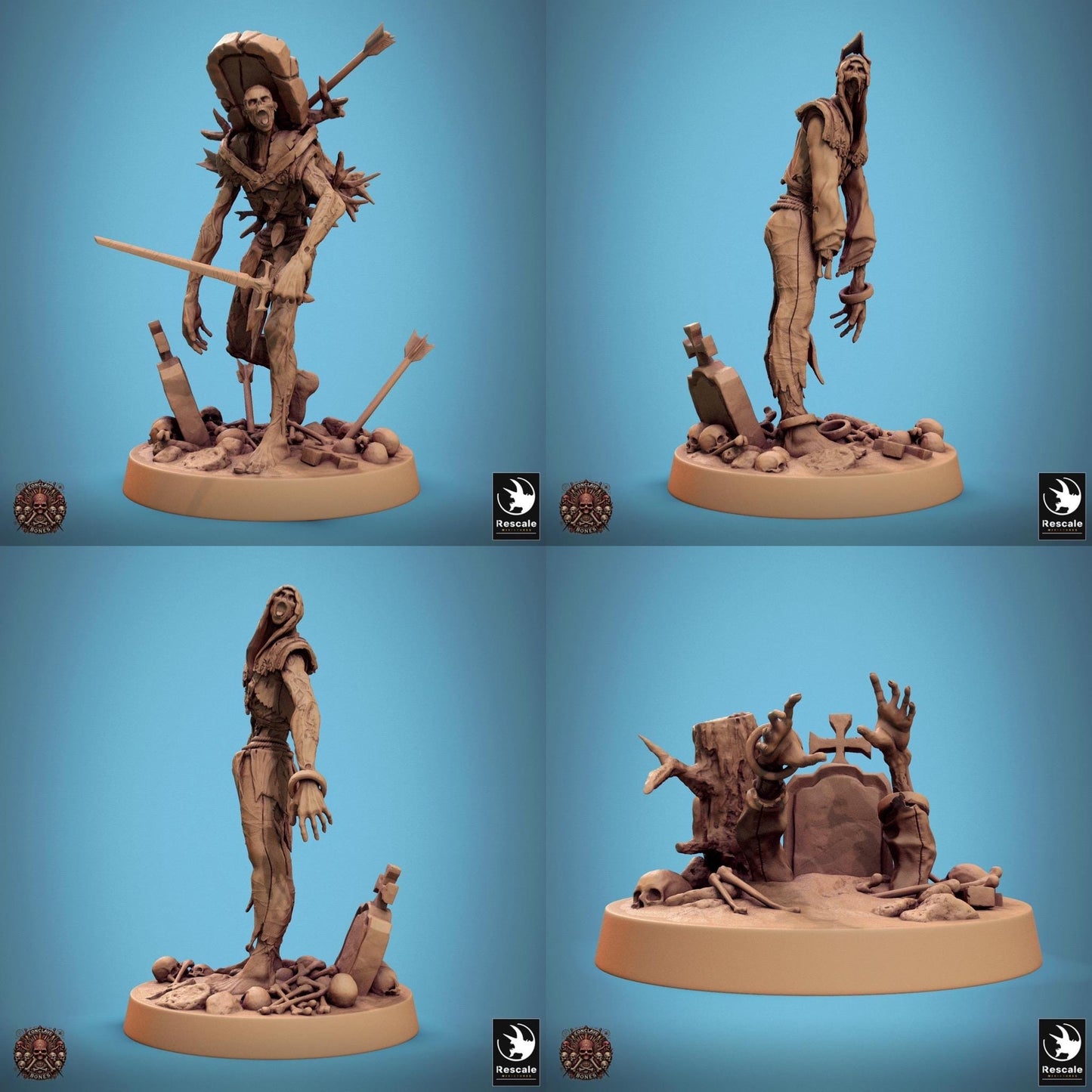 Zombie Pack - set of 25 - Conclave of Bones (Sculpted by Rescale Miniatures)