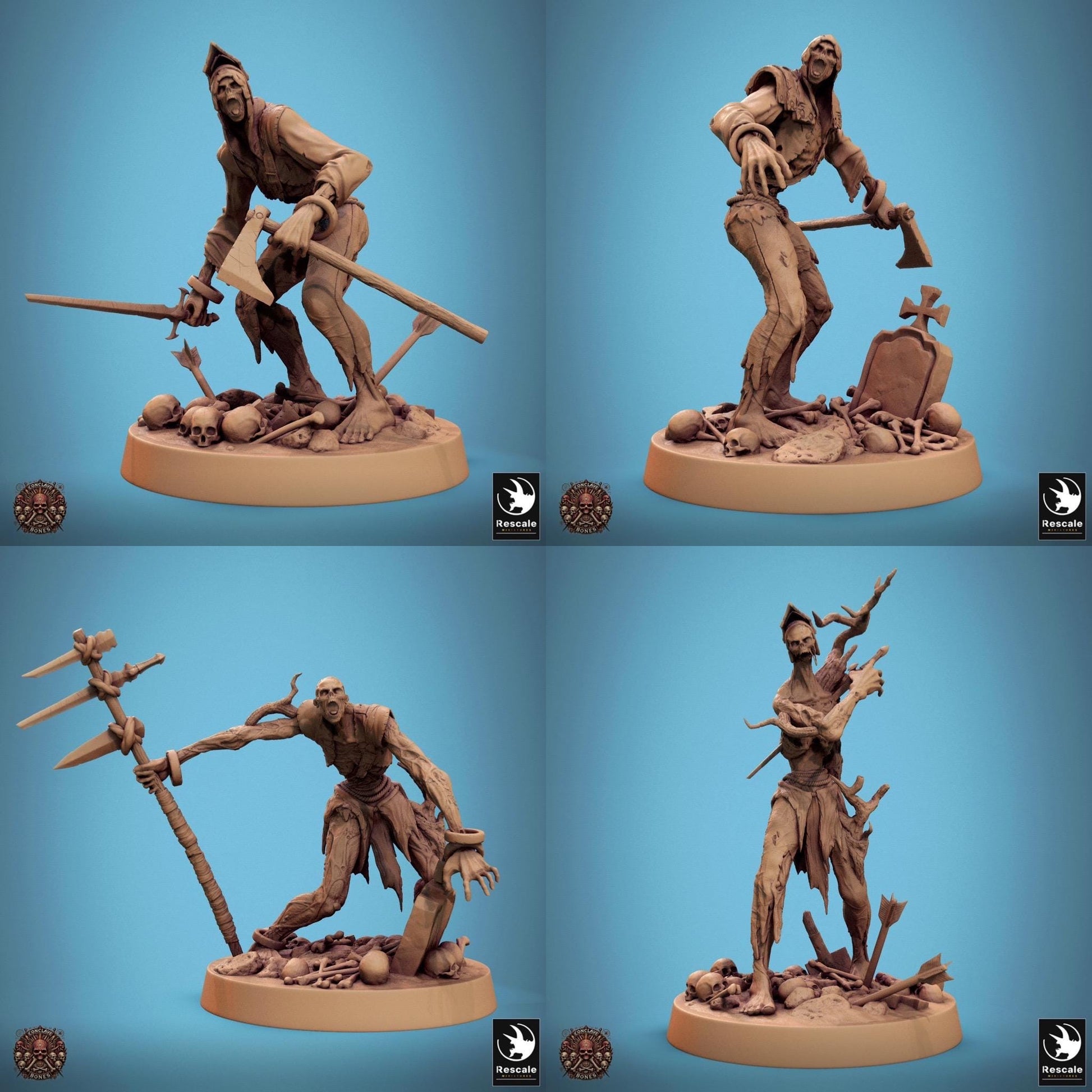 Zombie Pack - set of 25 - Conclave of Bones (Sculpted by Rescale Miniatures)