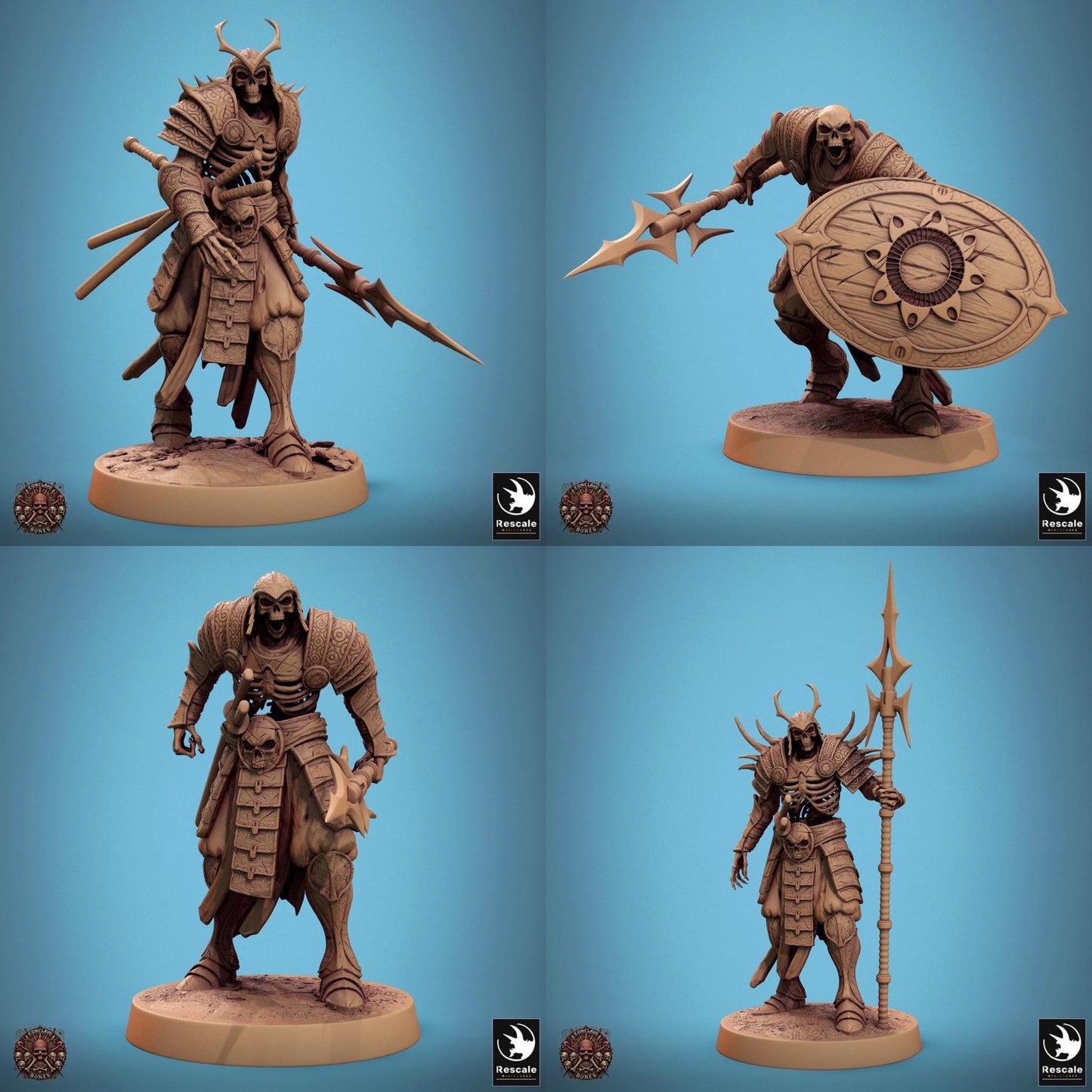 Oriental Skeleton Pack - set of 20 - Conclave of Bones (Sculpted by Rescale Miniatures)