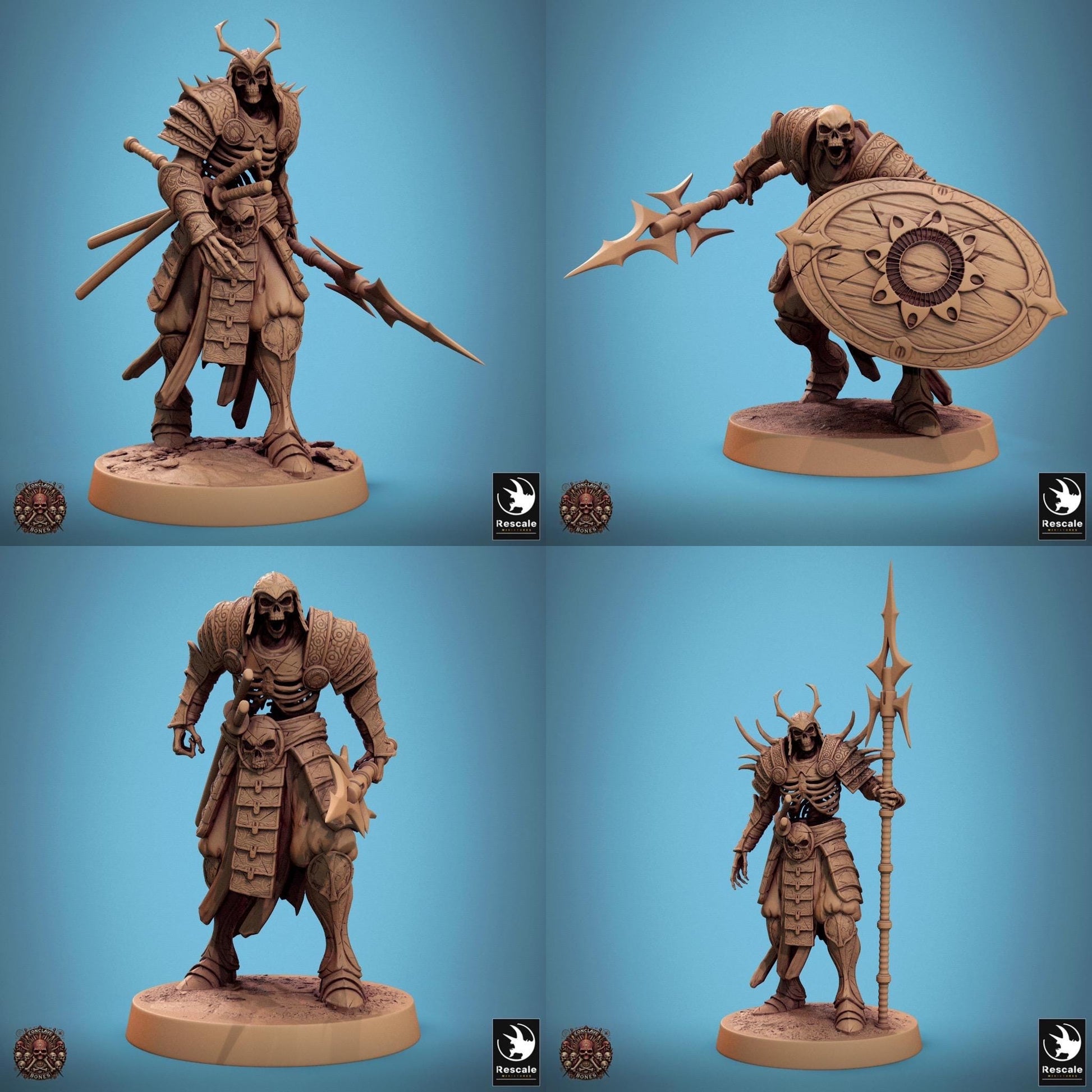 Oriental Skeleton Pack - set of 20 - Conclave of Bones (Sculpted by Rescale Miniatures)