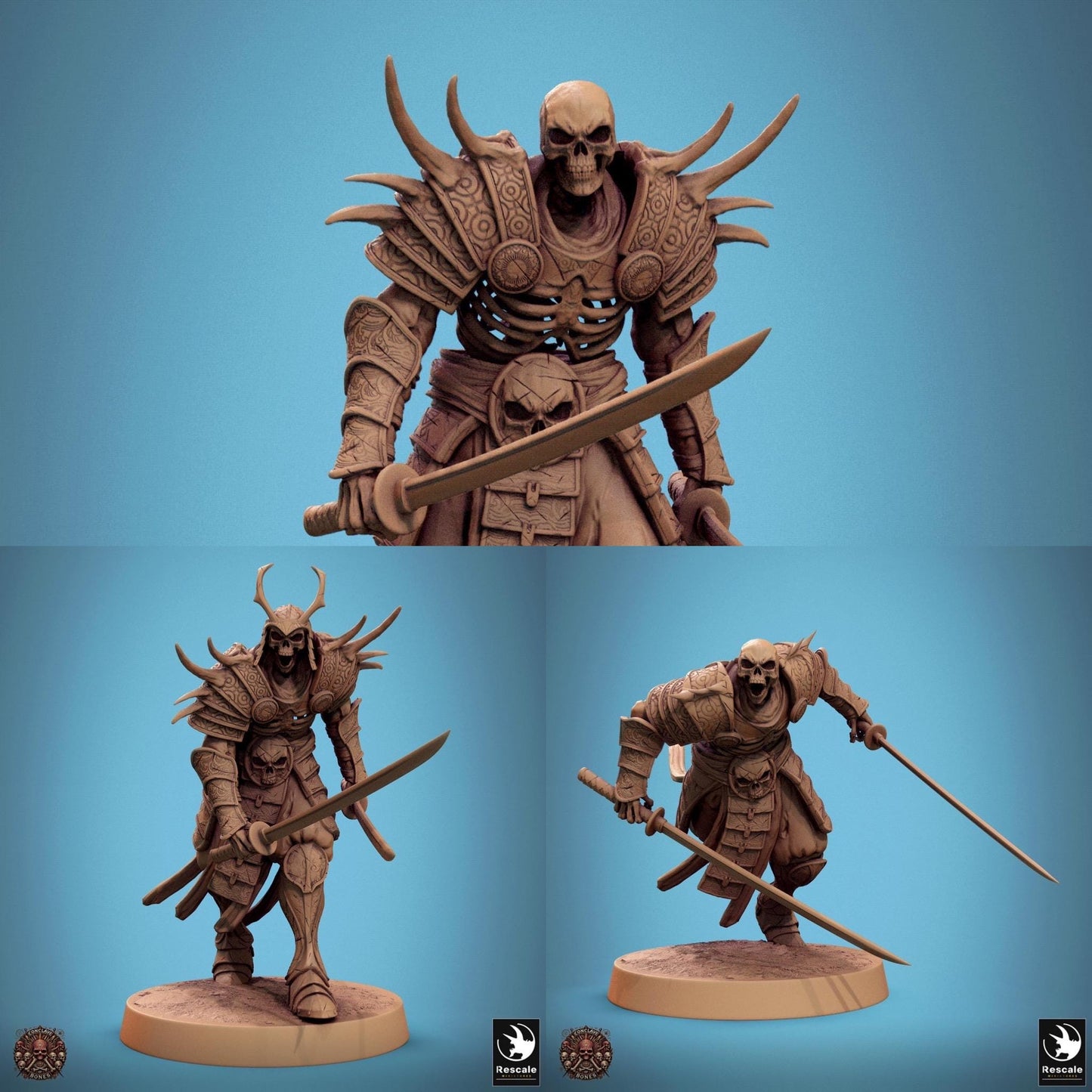 Oriental Skeleton Pack - set of 20 - Conclave of Bones (Sculpted by Rescale Miniatures)