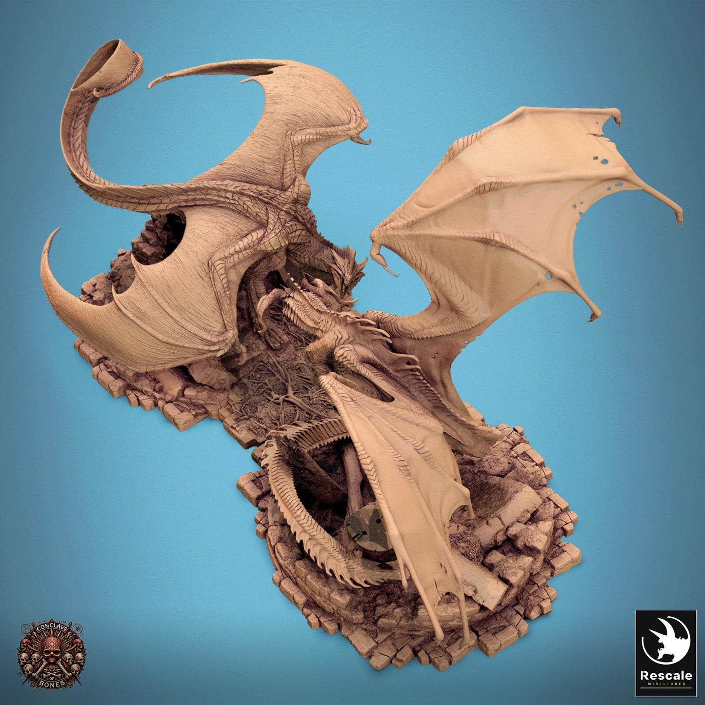 Black Dragon vs Silver Dragon Diorama - Conclave of Bones (Sculpted by Rescale Miniatures)