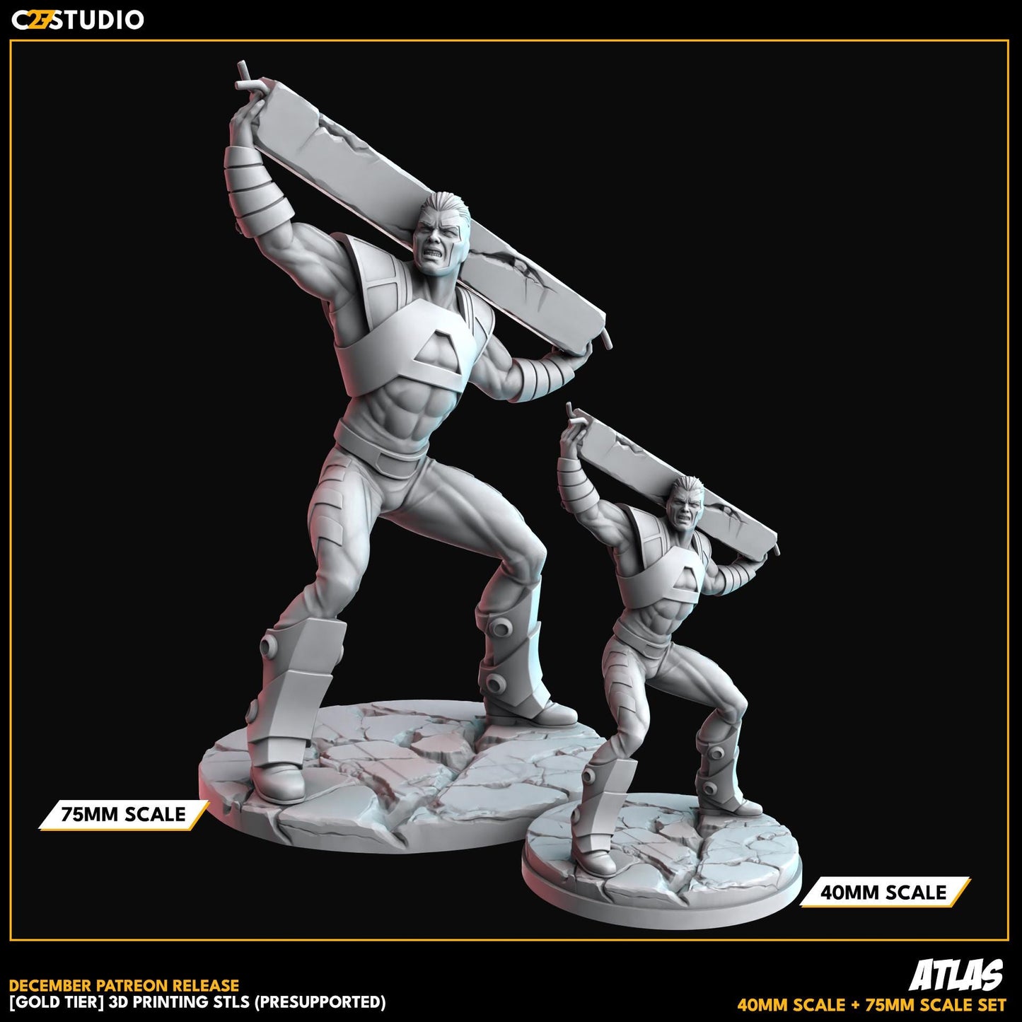 Atlas / Flexus Maximus 40mm miniature (sculpted by C27 collectibles) (Crisis Protocol Proxy/Alternative)