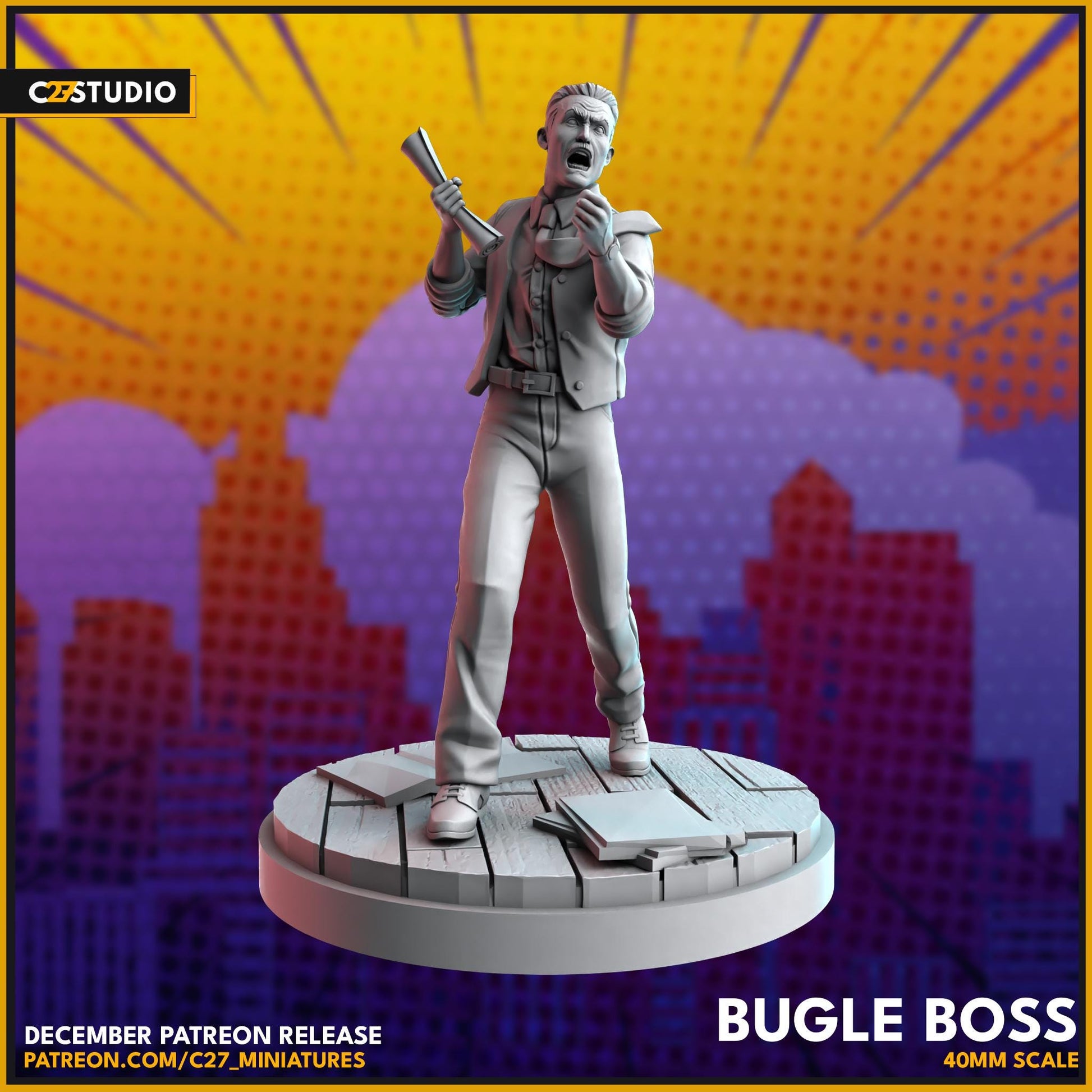 JJJ / Bugle Boss 40mm miniature (sculpted by C27 collectibles) (Crisis Protocol Proxy/Alternative)