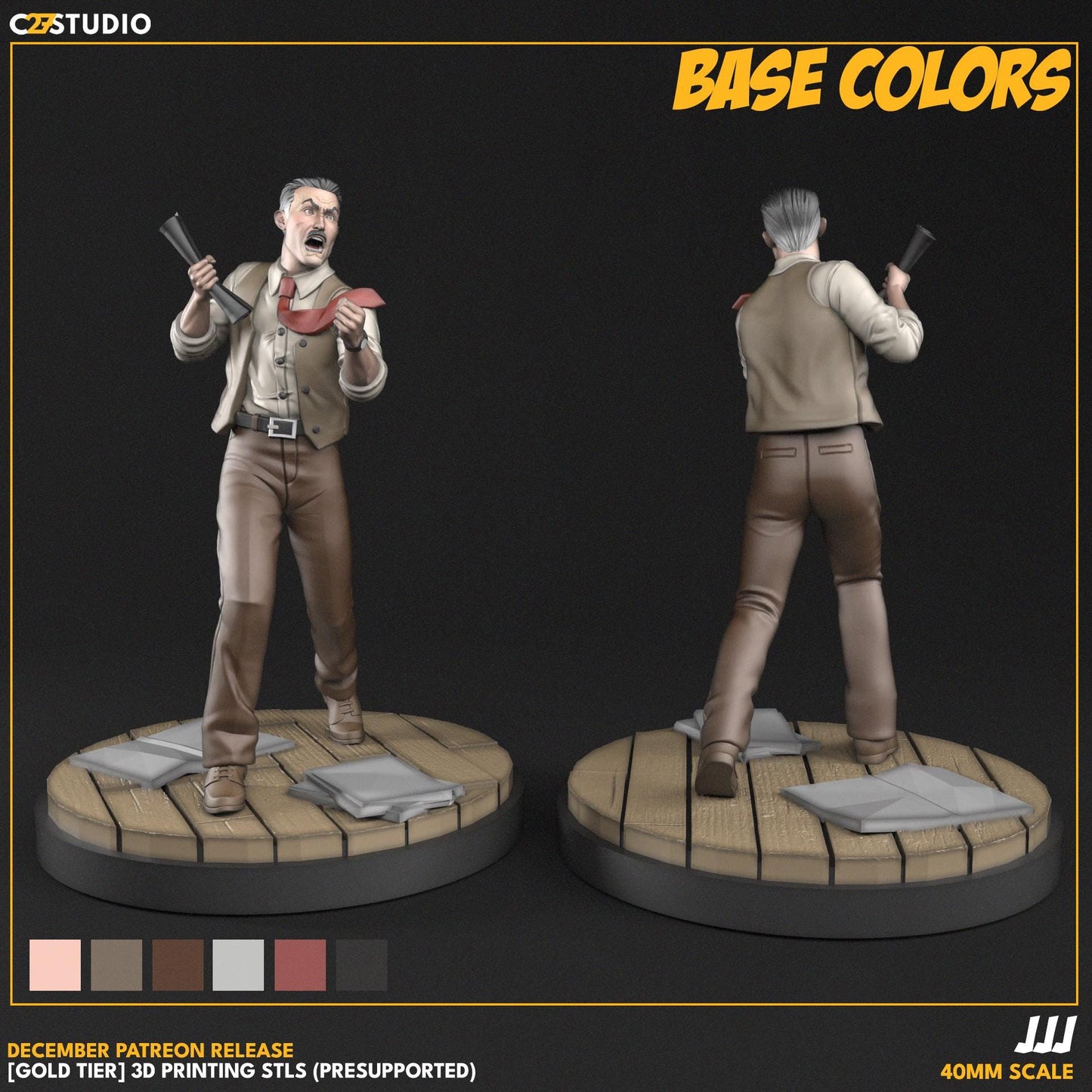 JJJ / Bugle Boss 40mm miniature (sculpted by C27 collectibles) (Crisis Protocol Proxy/Alternative)