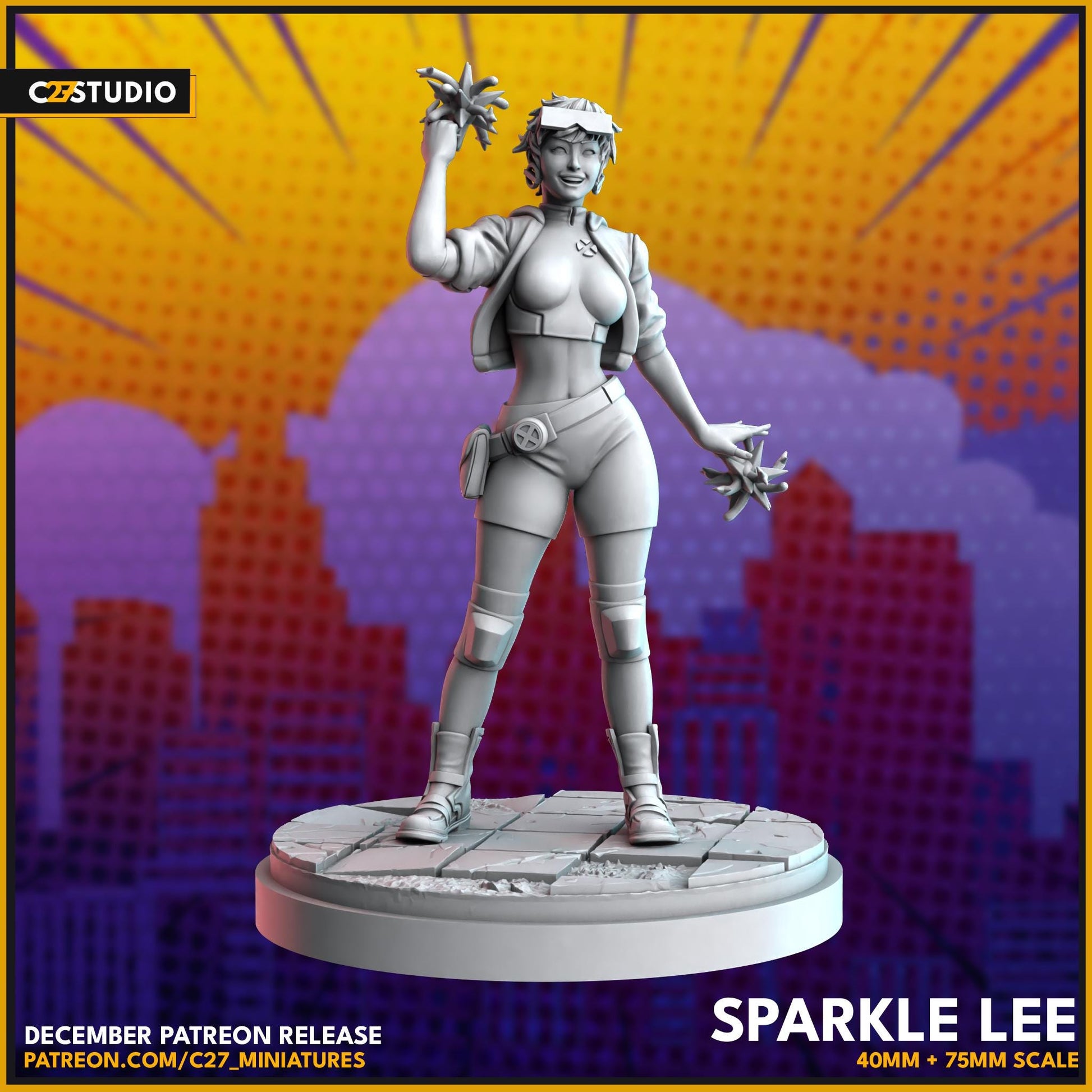 Jubilee / Sparkle Lee 40mm miniature (sculpted by C27 collectibles) (Crisis Protocol Proxy/Alternative)