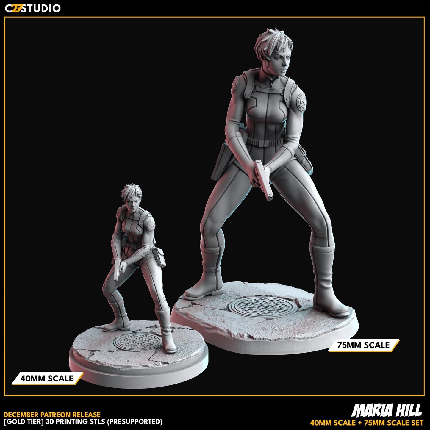 Maria Hill / No 1 Agent - 40mm miniature (sculpted by C27 collectibles) (Crisis Protocol Proxy/Alternative)