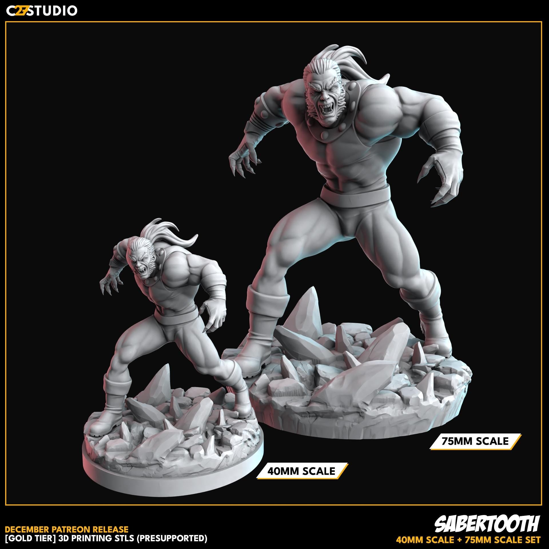 Sabretooth / Wild Dad - 40mm miniature (sculpted by C27 collectibles) (Crisis Protocol Proxy/Alternative)