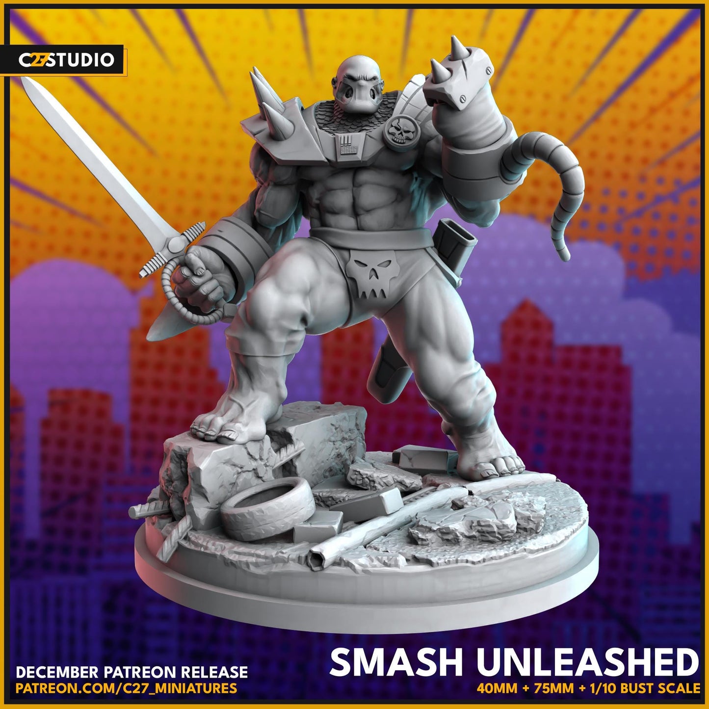 The Hulk / Green Smash 40mm miniature (sculpted by C27 collectibles) (Crsis Protocol Proxy/Alternative)