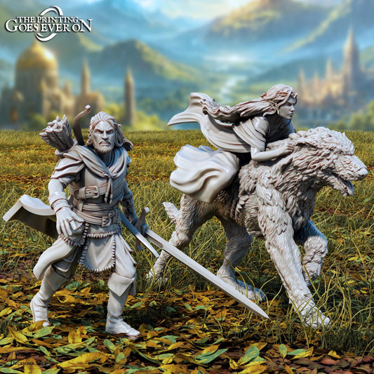 Bretegor, Lirien and Haelor the Hound - Tales of the Radian Shores (sculpted by Print Goes Ever On)
