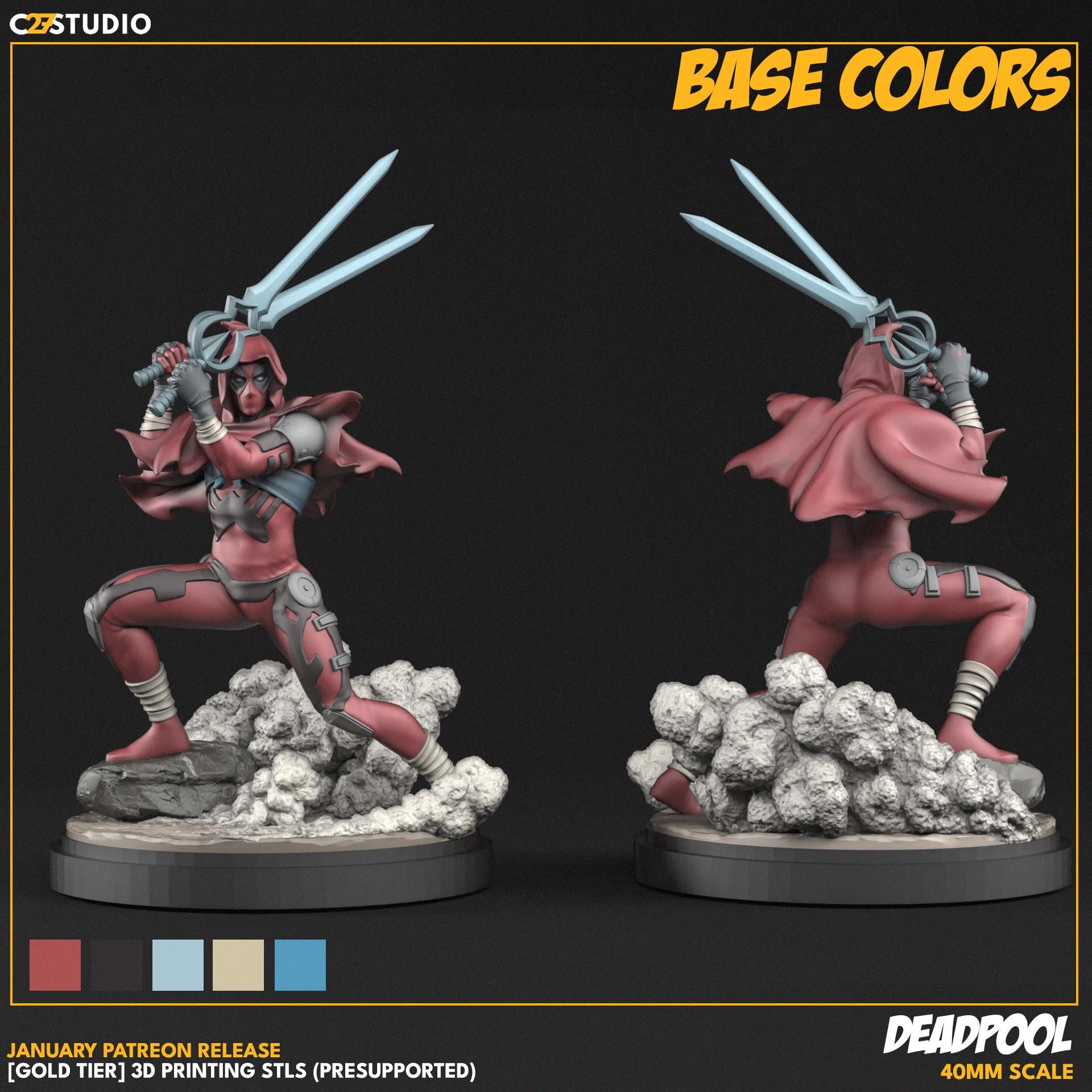 Deadpool Famine Horseman / Starvepool - 40mm miniature (sculpted by C27 collectibles) (Crisis Protocol Proxy/Alternative)