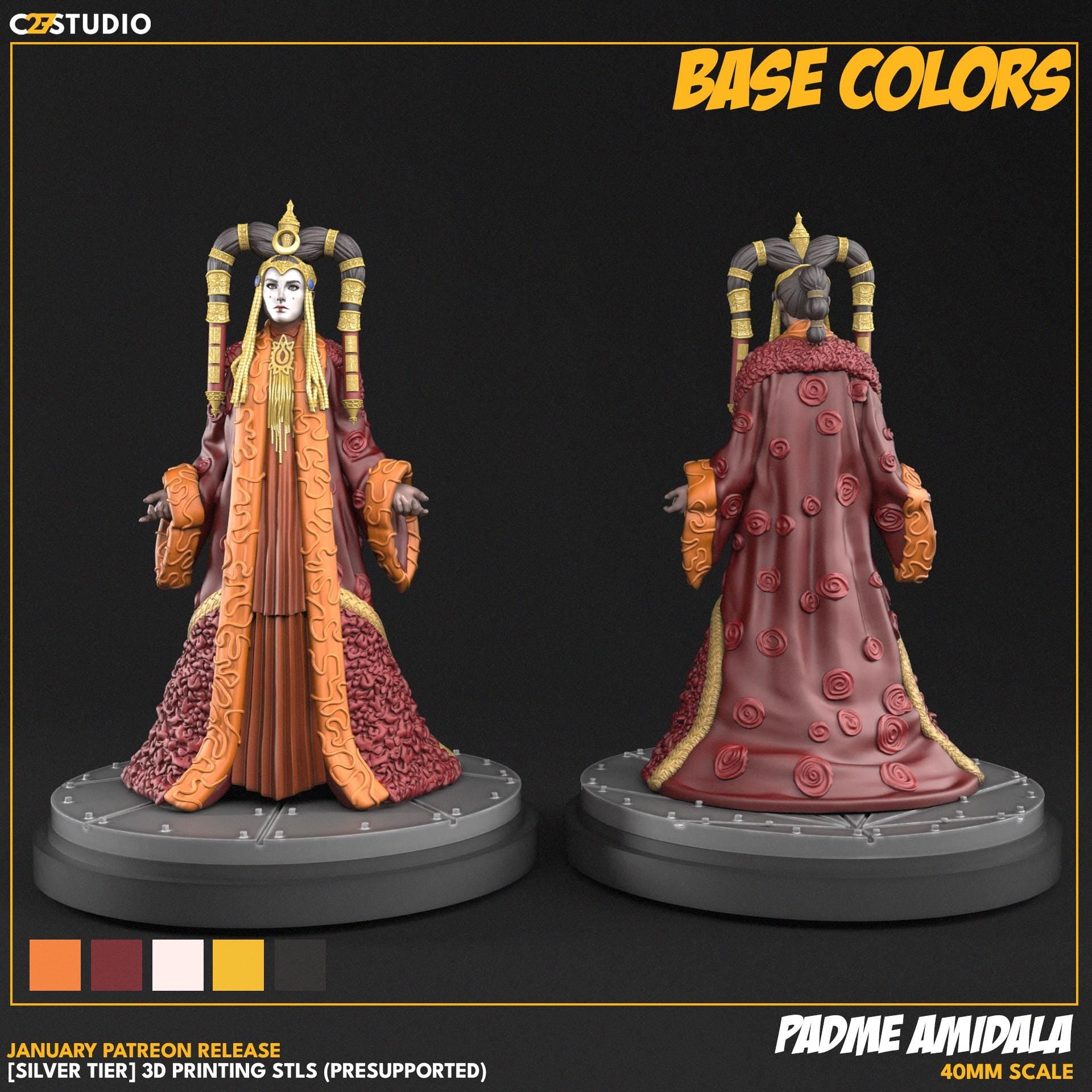 Padme Amidala / Naboo Nightingale 40mm miniature (sculpted by C27 collectibles) (Crisis Protocol Proxy/Alternative)