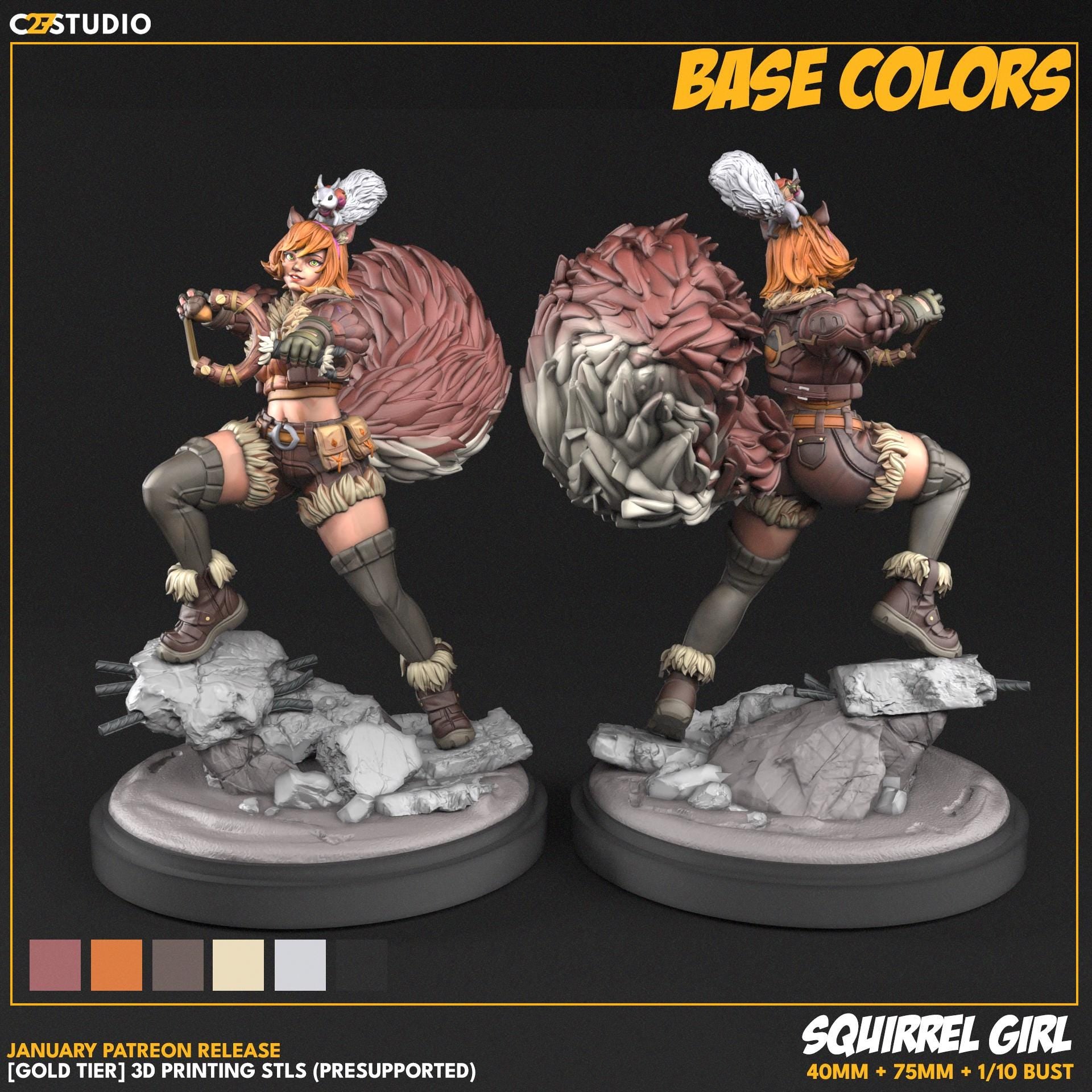 Squirell Girl / Squirrelicious - 40mm miniature (sculpted by C27 collectibles) (Crisis Protocol Proxy/Alternative)