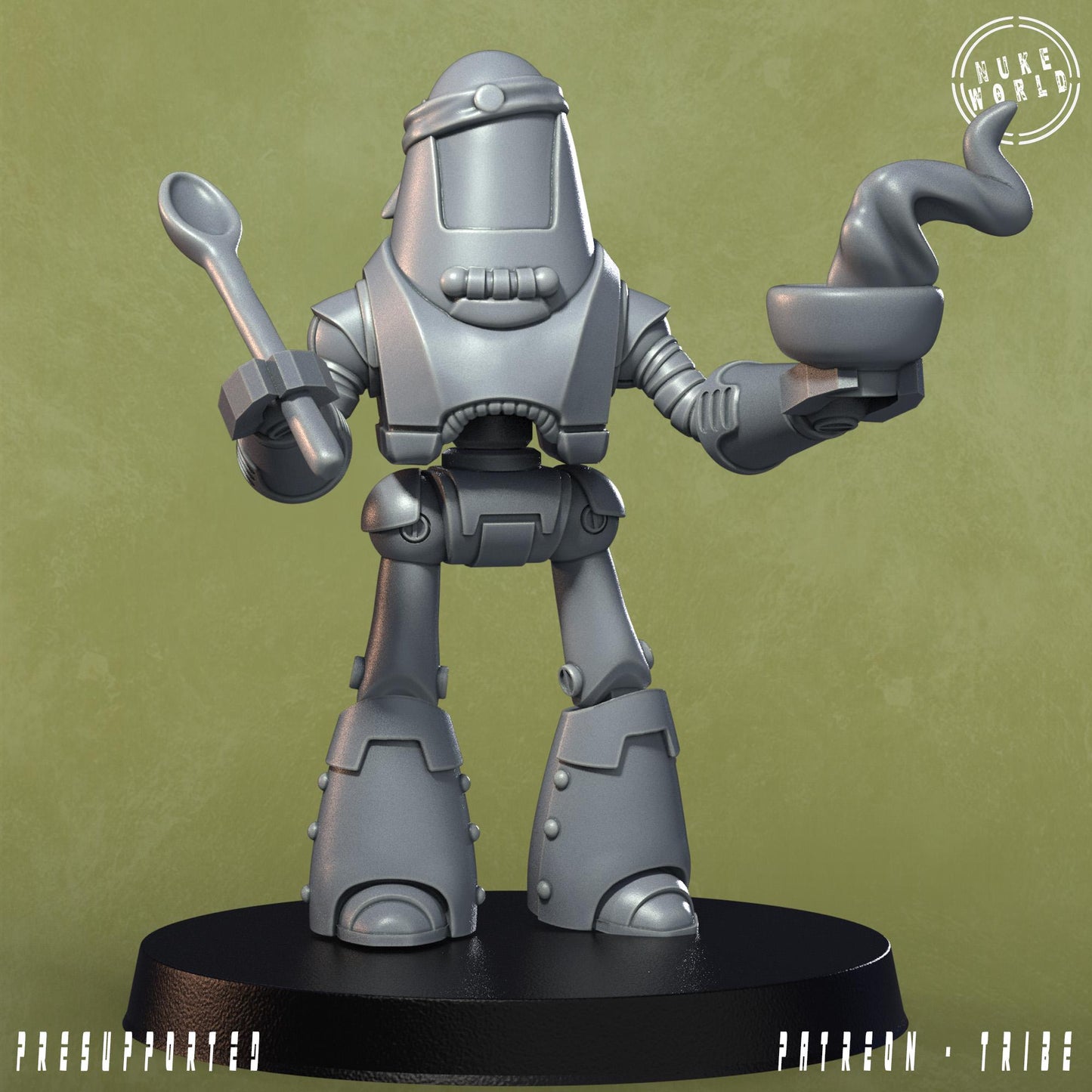 Robot Chef (2 poses) - Under the Bleachers - Nukeworld (Sculpted by Jandro Miniatures)