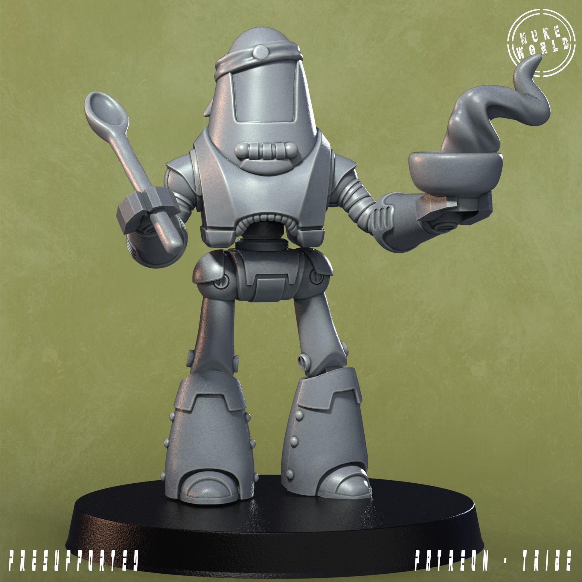 Robot Chef (2 poses) - Under the Bleachers - Nukeworld (Sculpted by Jandro Miniatures)