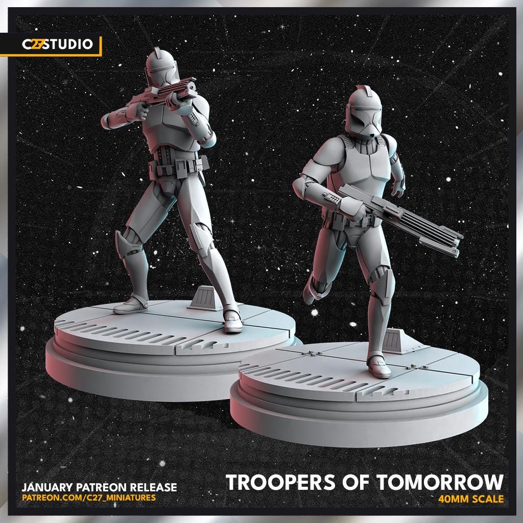 Clone Troopers / Troopers of Tomorrow - 40mm miniature (sculpted by C27 collectibles) (Crisis Protocol Proxy/Alternative)