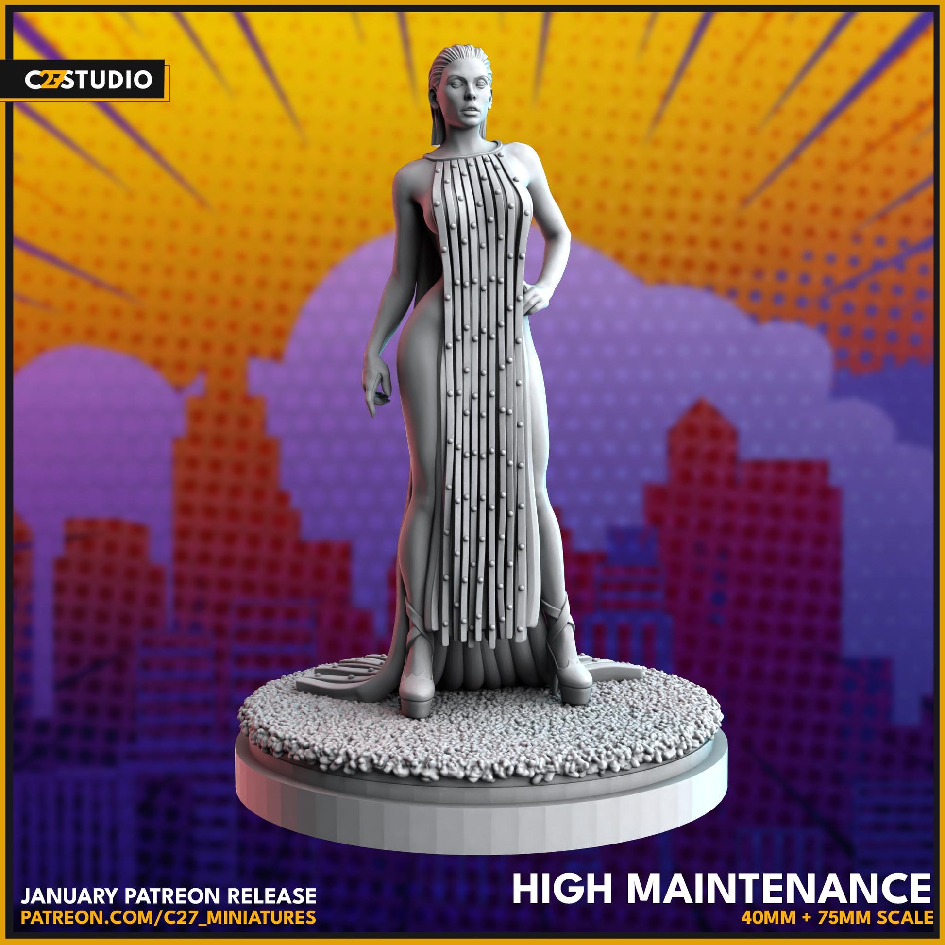 Emma Frost (Hellfire Gala) / High Maintenance 40mm miniature (sculpted by C27 collectibles) (Crisis Protocol Proxy/Alternative)