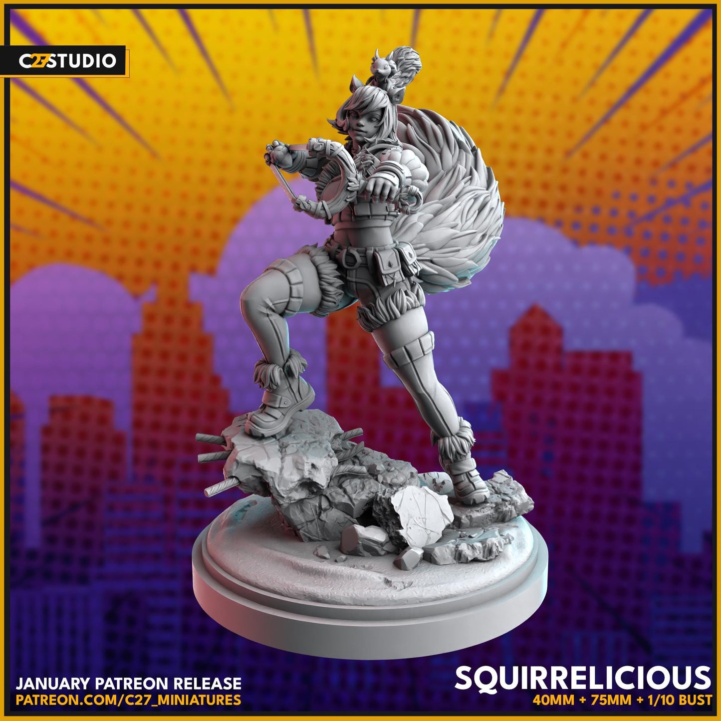 Squirell Girl / Squirrelicious - 40mm miniature (sculpted by C27 collectibles) (Crisis Protocol Proxy/Alternative)