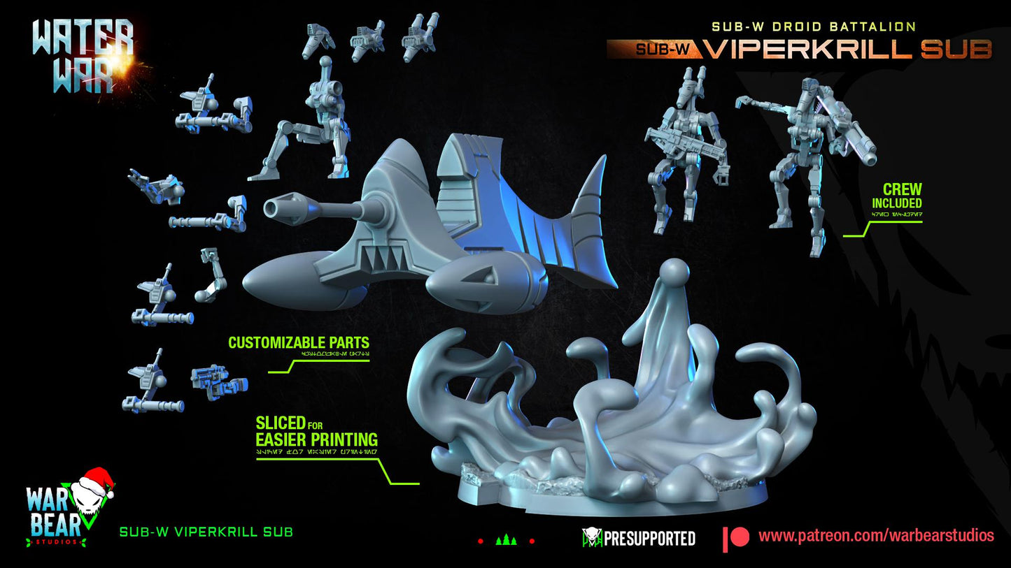 Sub--W Viper Krill Sub (1 model) - Aqua Strike Force Alpha (Sculpted by War Bear Studios)