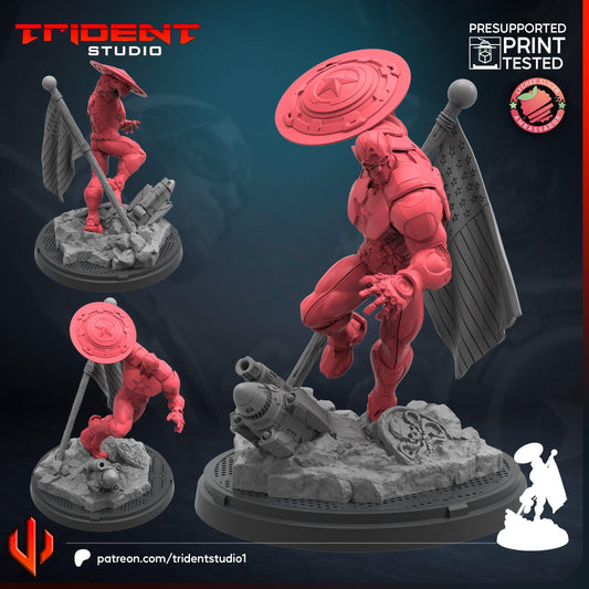 Captain America - Rivals (Fan art sculpted by Trident Studio) (Crisis Protocol Proxy/Alternative)