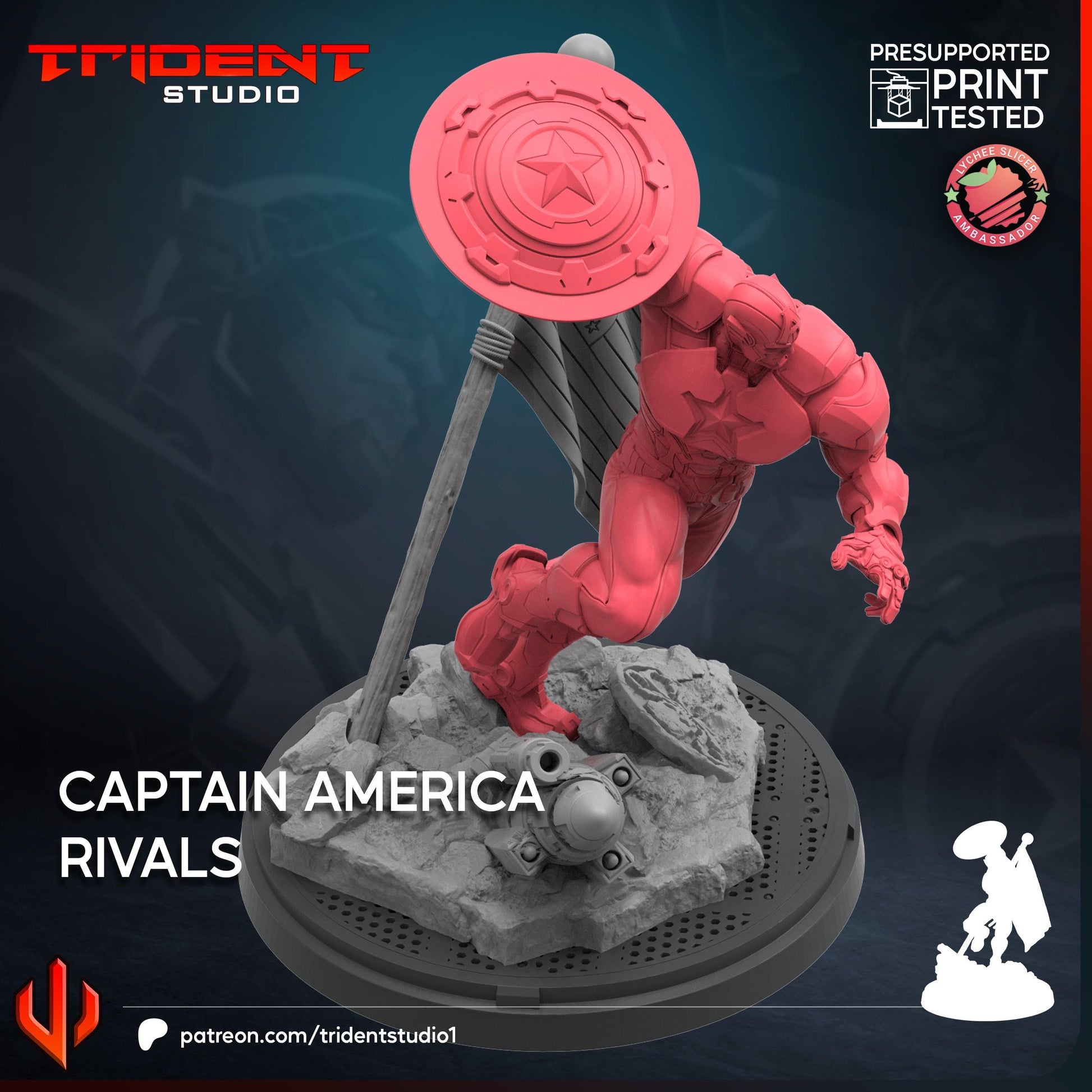 Captain America - Rivals (Fan art sculpted by Trident Studio) (Crisis Protocol Proxy/Alternative)