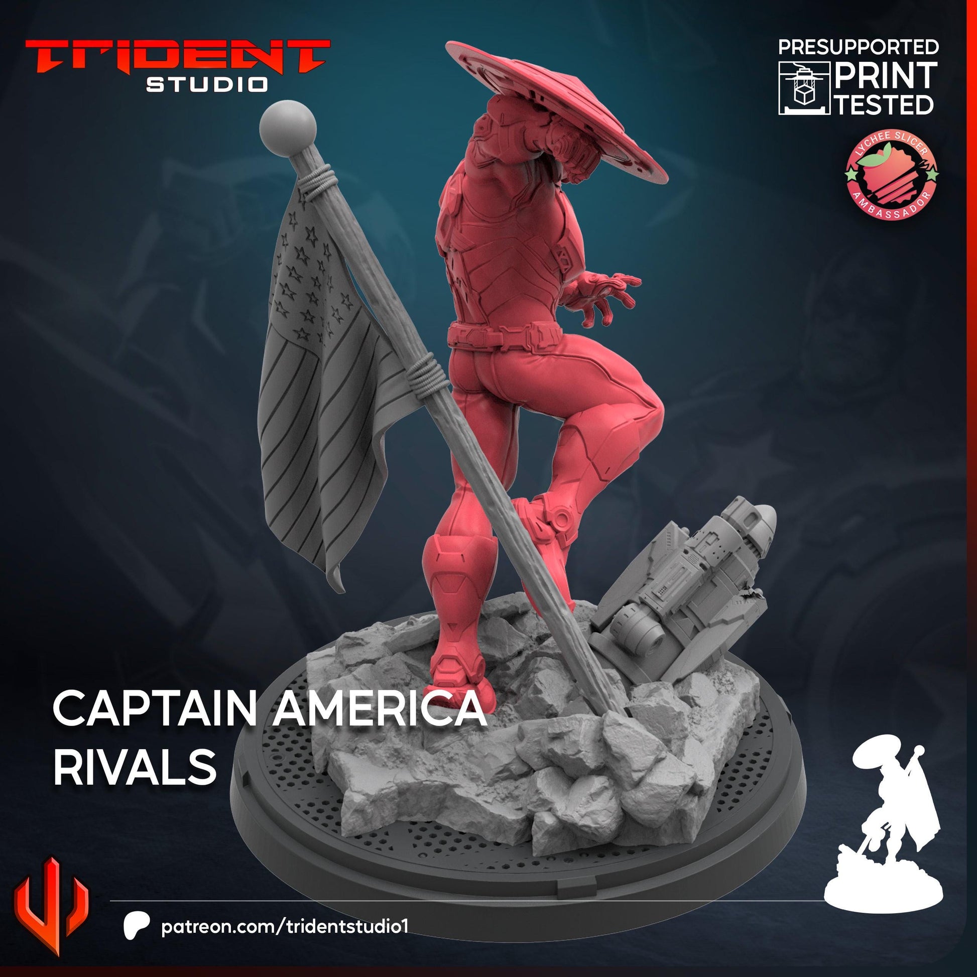 Captain America - Rivals (Fan art sculpted by Trident Studio) (Crisis Protocol Proxy/Alternative)