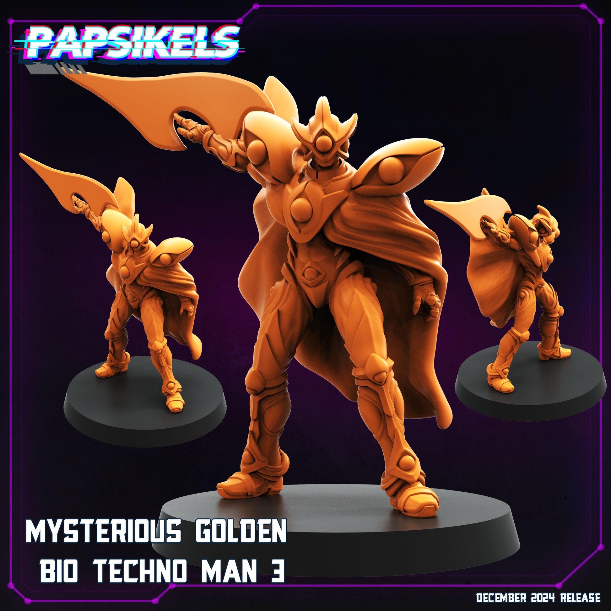 Mysterious Golden Bio Techno Man - Cyberpunk Miniature (sculpted by Papsikels)