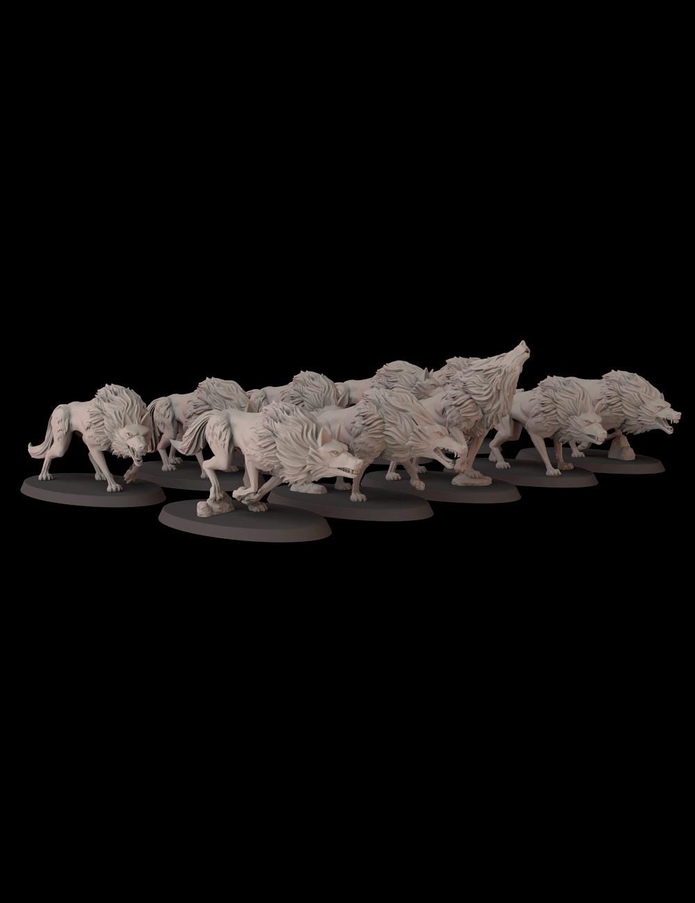 Midnight Wolves - set of 10 (Sculpted by Fantasy Cult Miniatures)