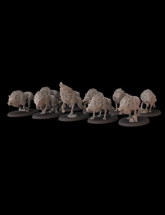 Midnight Wolves - set of 10 (Sculpted by Fantasy Cult Miniatures)