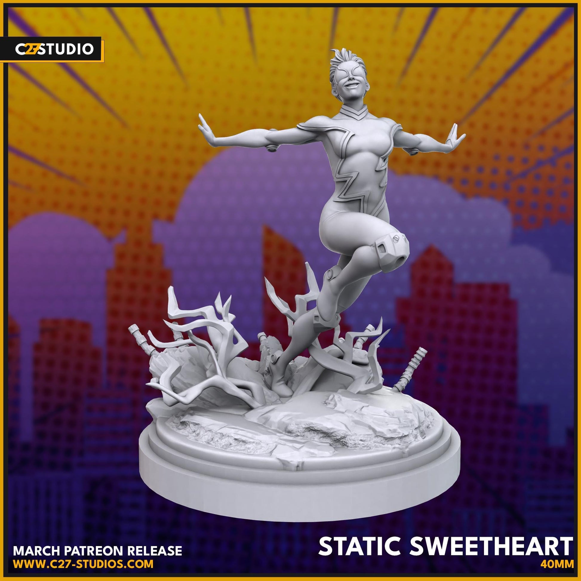 Jolt / Static Sweetheart 40mm miniature (sculpted by C27 collectibles) (Crisis Protocol Proxy/Alternative)