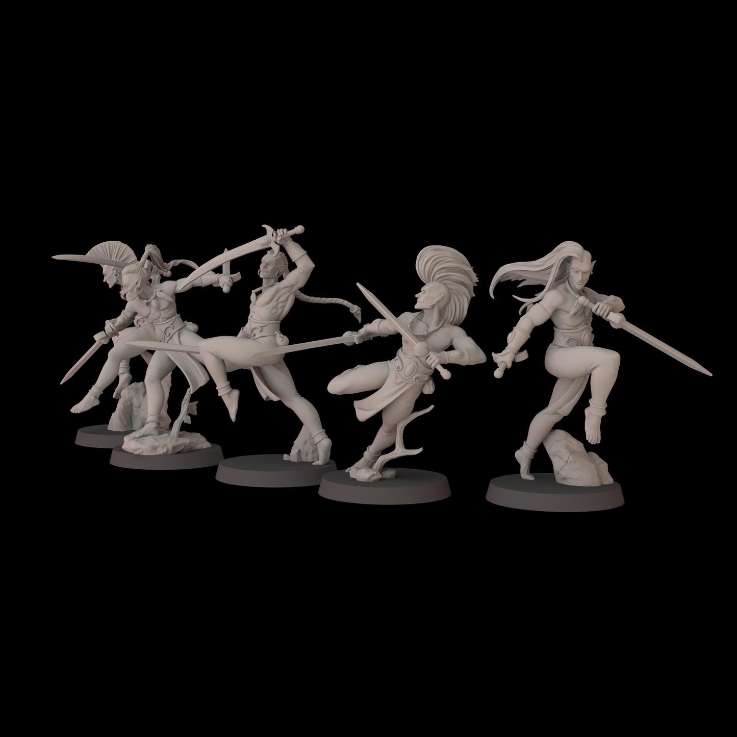Acrobatic Elfs Unit - set of 5 (Sculpted by Fantasy Cult Miniatures)