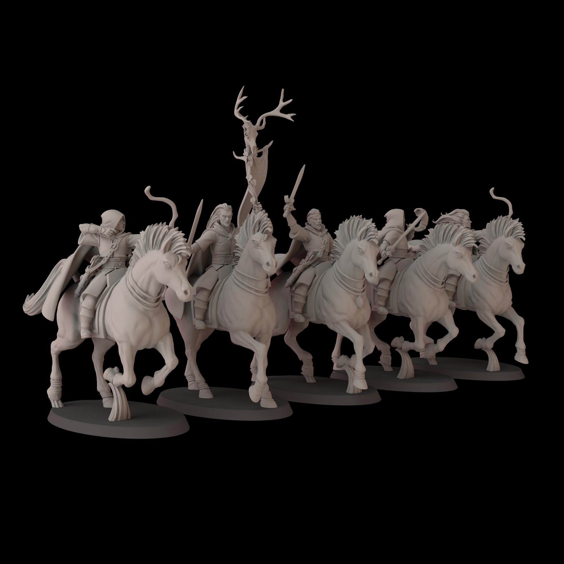 Elven Archers on Steeds - set of 5 (Sculpted by Fantasy Cult Miniatures)