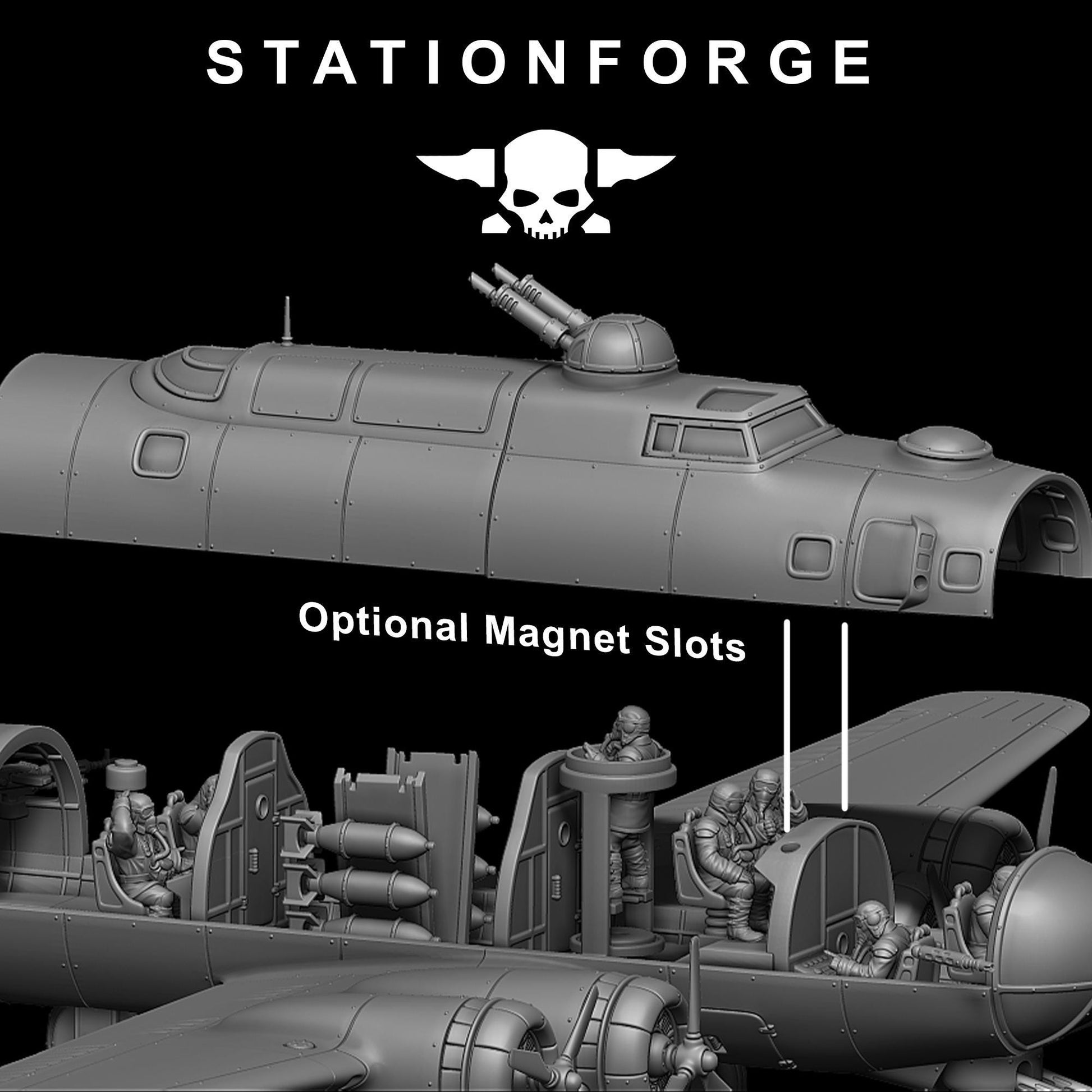 GrimGuard Flying Fortess - Bomber with Interior (sculpted by Stationforge)