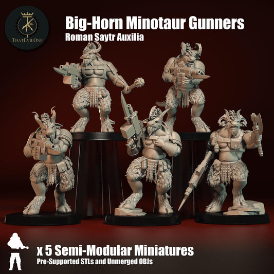 Roman Modular Satyr Big-Horn Minotaur Gunners (5) (sculpted by That Evil One)