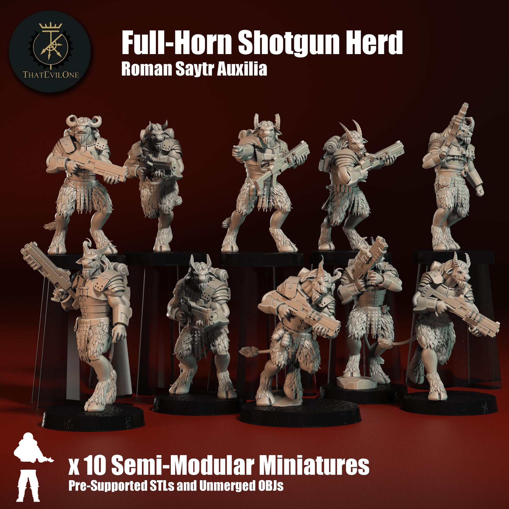 Roman Modular Satyr Full-Horn Shotgun Herd Auxilia (10) (sculpted by That Evil One)
