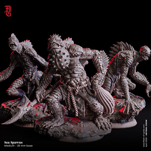 Sea Spawn (set of 3) - Abyssal Doom (sculpted by Flesh of Gods miniatures)
