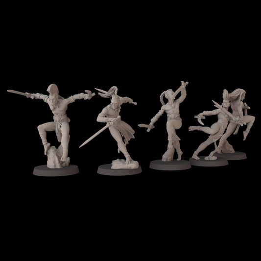 Acrobatic Elfs Unit - set of 5 (Sculpted by Fantasy Cult Miniatures)