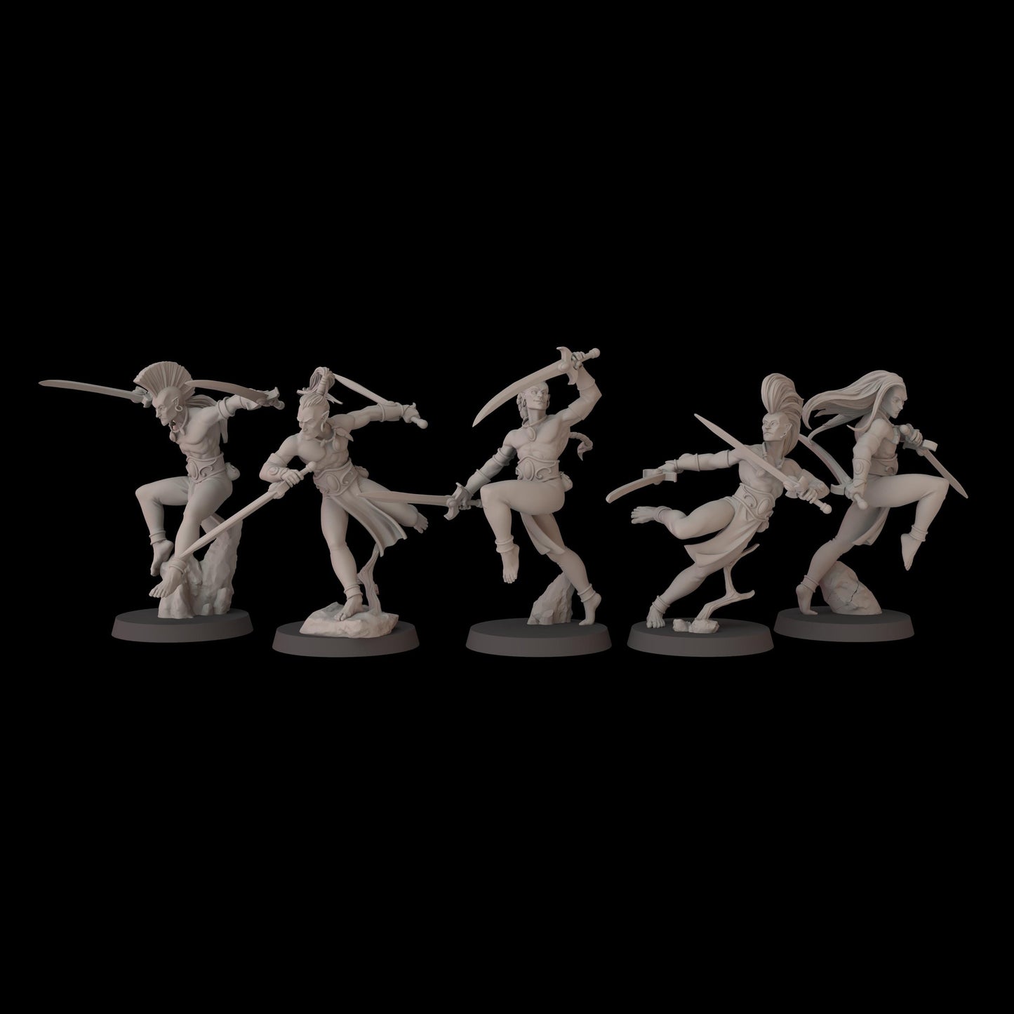 Acrobatic Elfs Unit - set of 5 (Sculpted by Fantasy Cult Miniatures)