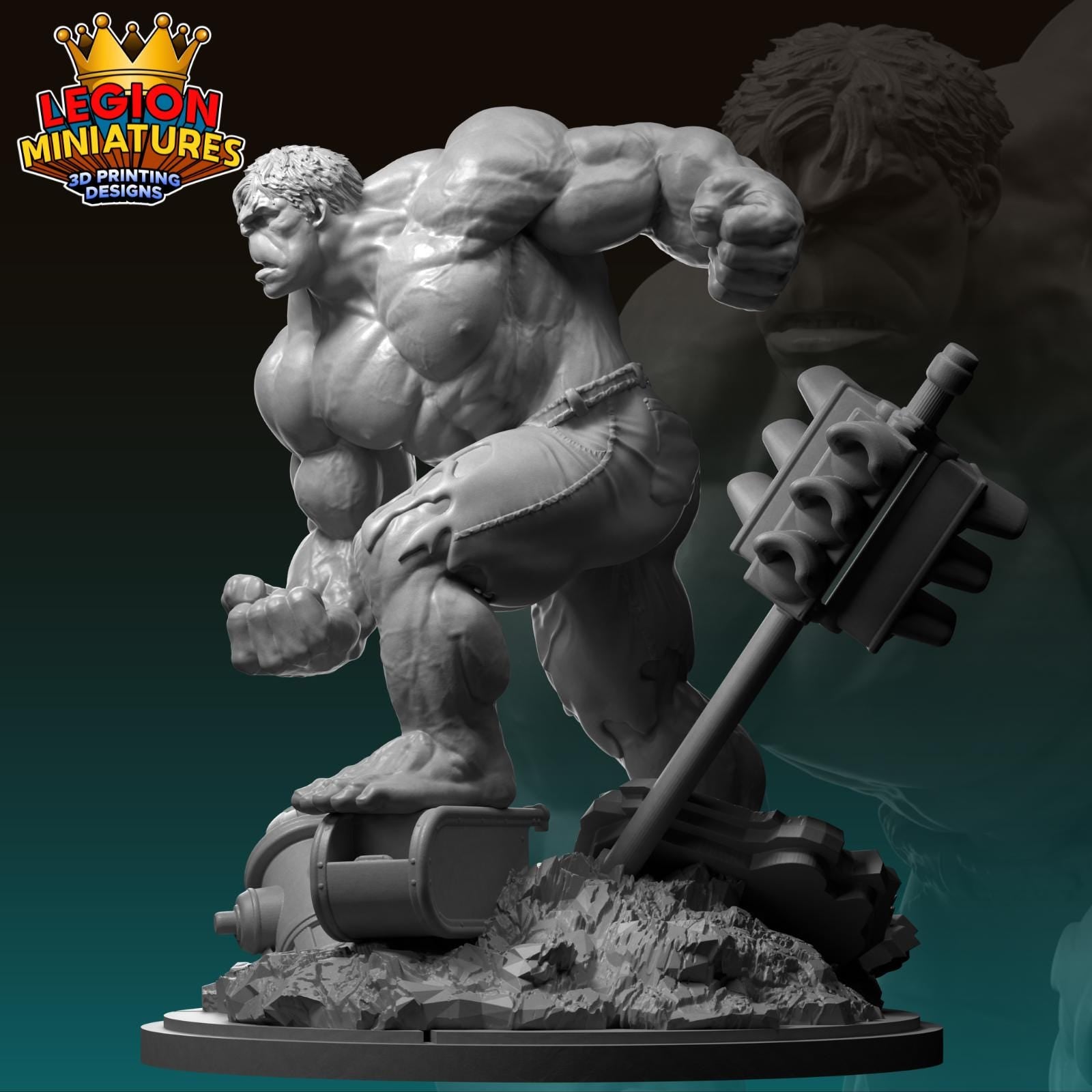 Hulk Fan-Art 40mm Miniature (Sculpted by Legion Miniatures) (Crisis Protocol Proxy/Alternative)