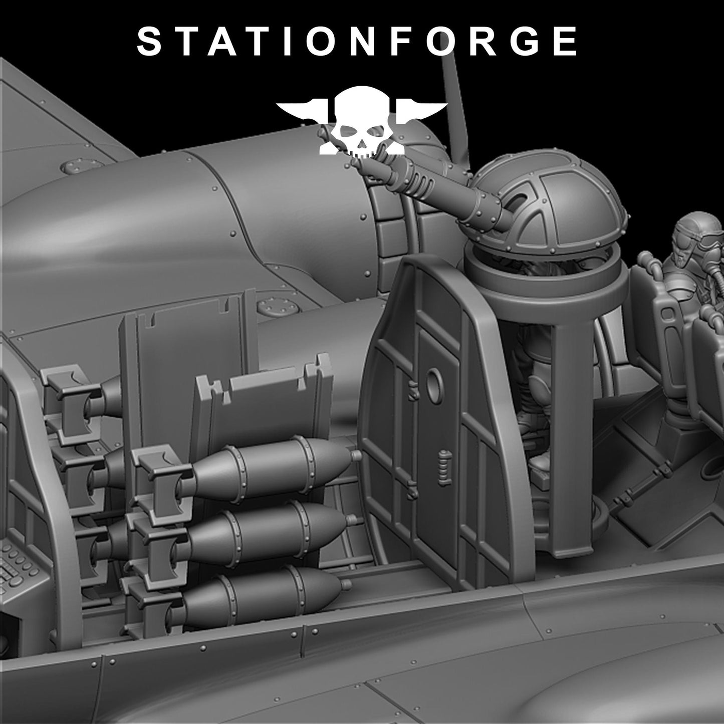 GrimGuard Flying Fortess - Bomber with Interior (sculpted by Stationforge)