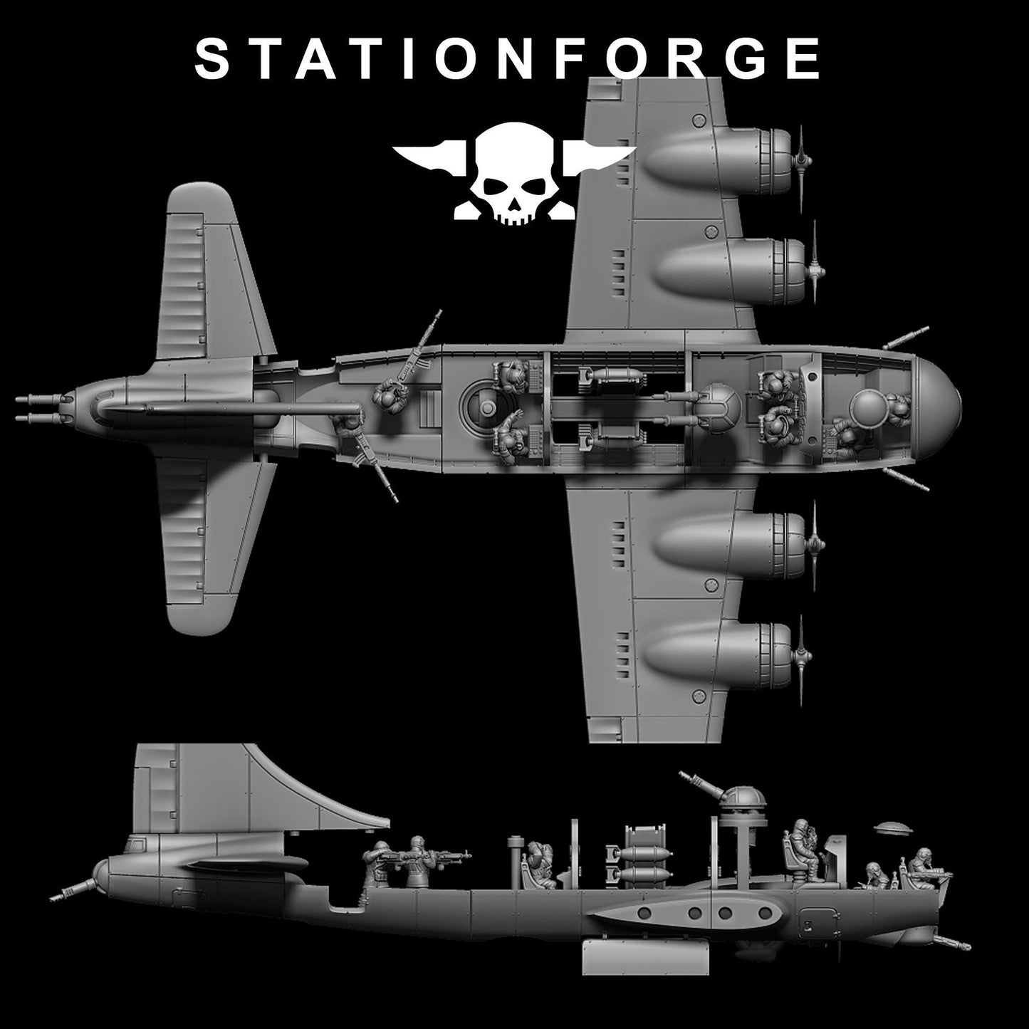 GrimGuard Flying Fortess - Bomber with Interior (sculpted by Stationforge)