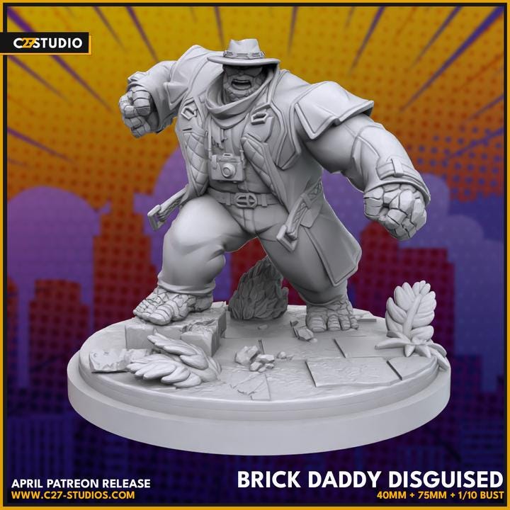 The Thing (Marvel Rivals) / Brick Daddy Disguised 40mm miniature (sculpted by C27 collectibles) (Crisis Protocol Proxy/Alternative)
