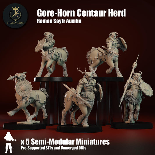 Roman Modular Satyr Gore-Horn Centaur Herd (5) (sculpted by That Evil One)