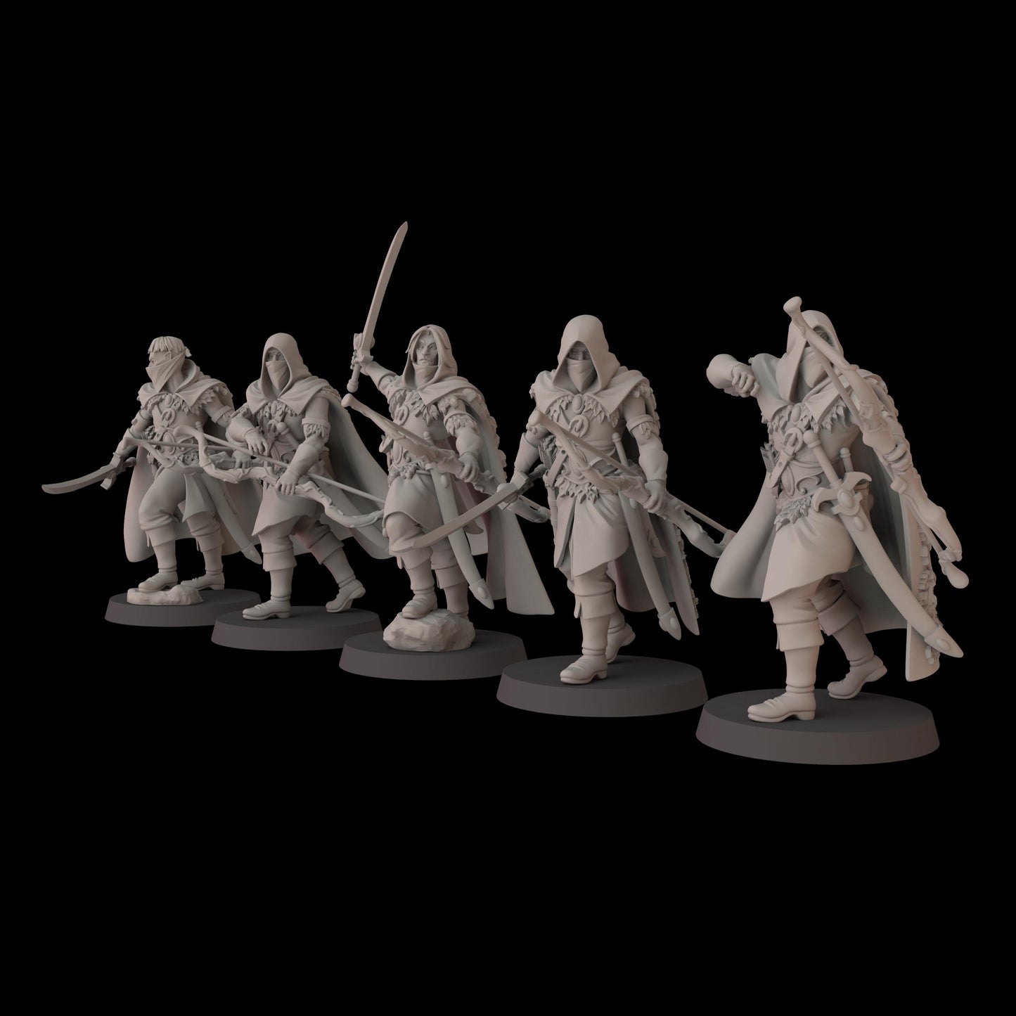 Wood Elf Scout Unit - set of 5 (Sculpted by Fantasy Cult Miniatures)