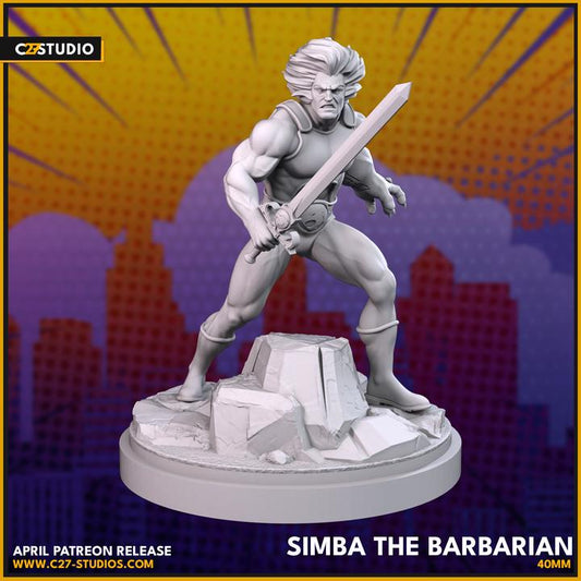 Lion-O / Simba The Barbarian - 40mm miniature (sculpted by C27 collectibles) (Crisis Protocol Proxy/Alternative)