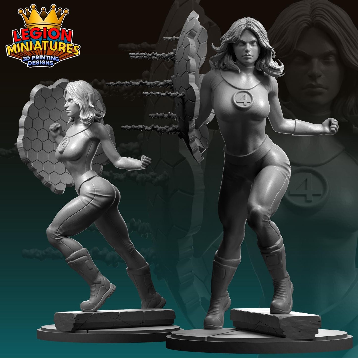Invisible Woman Fan-Art 40mm Miniature (Sculpted by Legion Miniatures) (Crisis Protocol Proxy/Alternative)